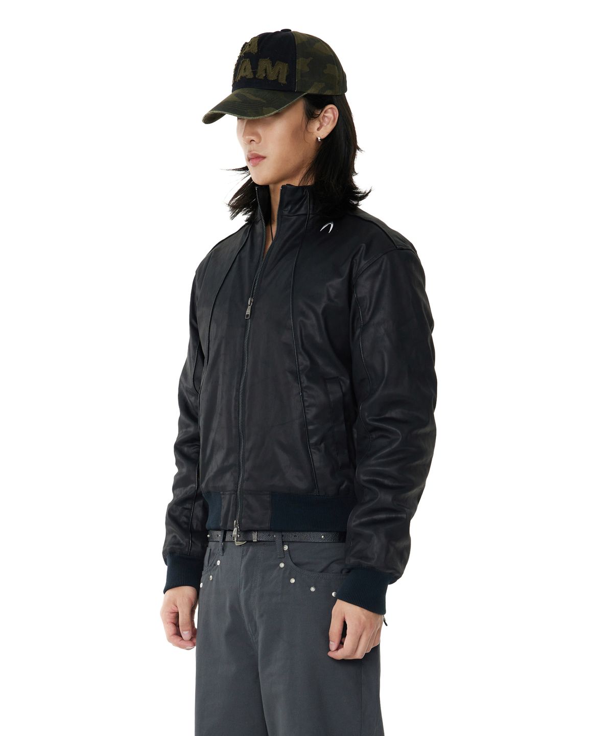 아캄(AAKAM) Piping Leather Blouson (Black)