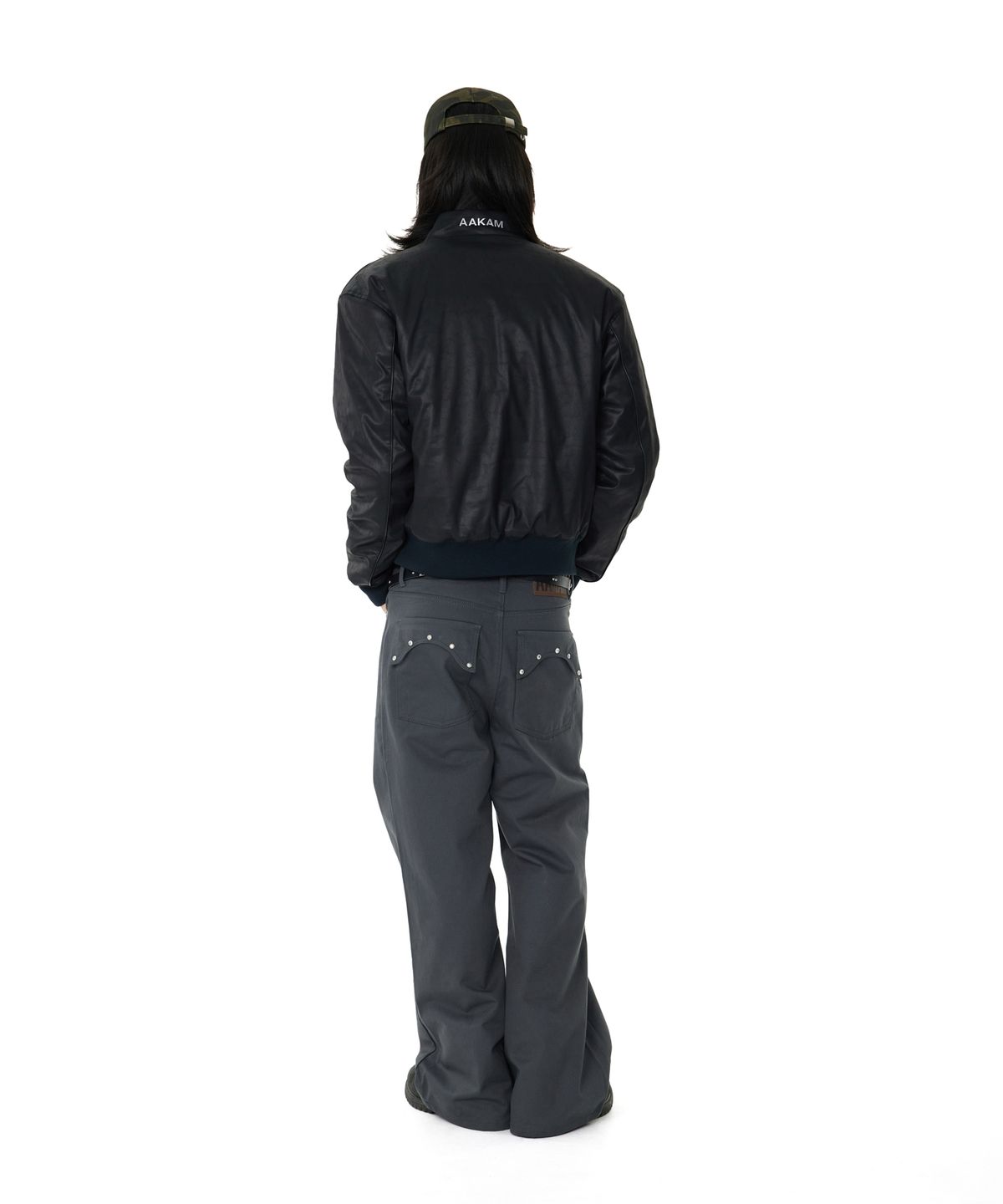 아캄(AAKAM) Piping Leather Blouson (Black)