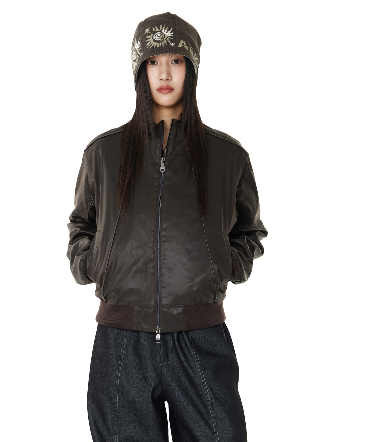 아캄(AAKAM) Piping Leather Blouson (Brown)