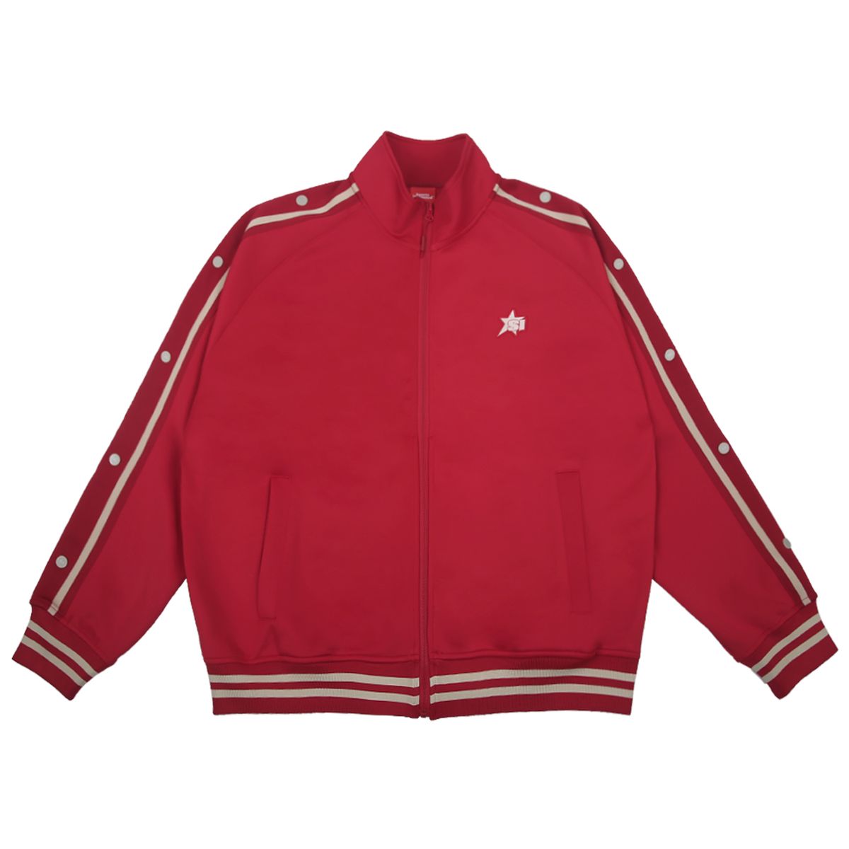 스포츠 일러스트레이티드(SPORTS ILLUSTRATED) BASKETBALL SIDE BUTTON TRACK TOP (RED)