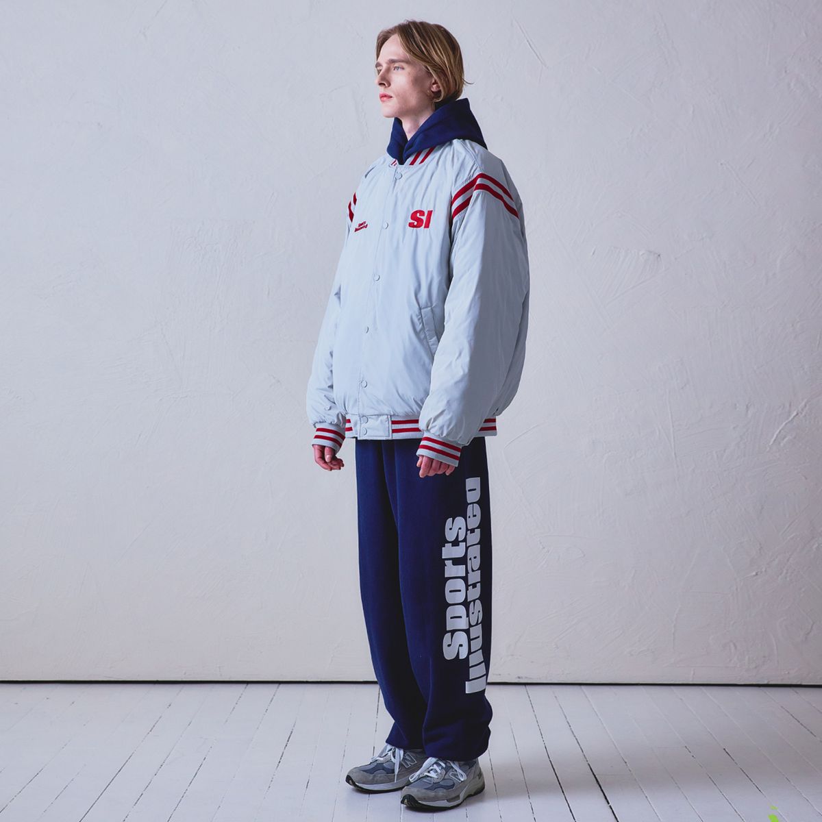 스포츠 일러스트레이티드(SPORTS ILLUSTRATED) BASKETBALL VARSITY JACKET (LIGHT GREY)