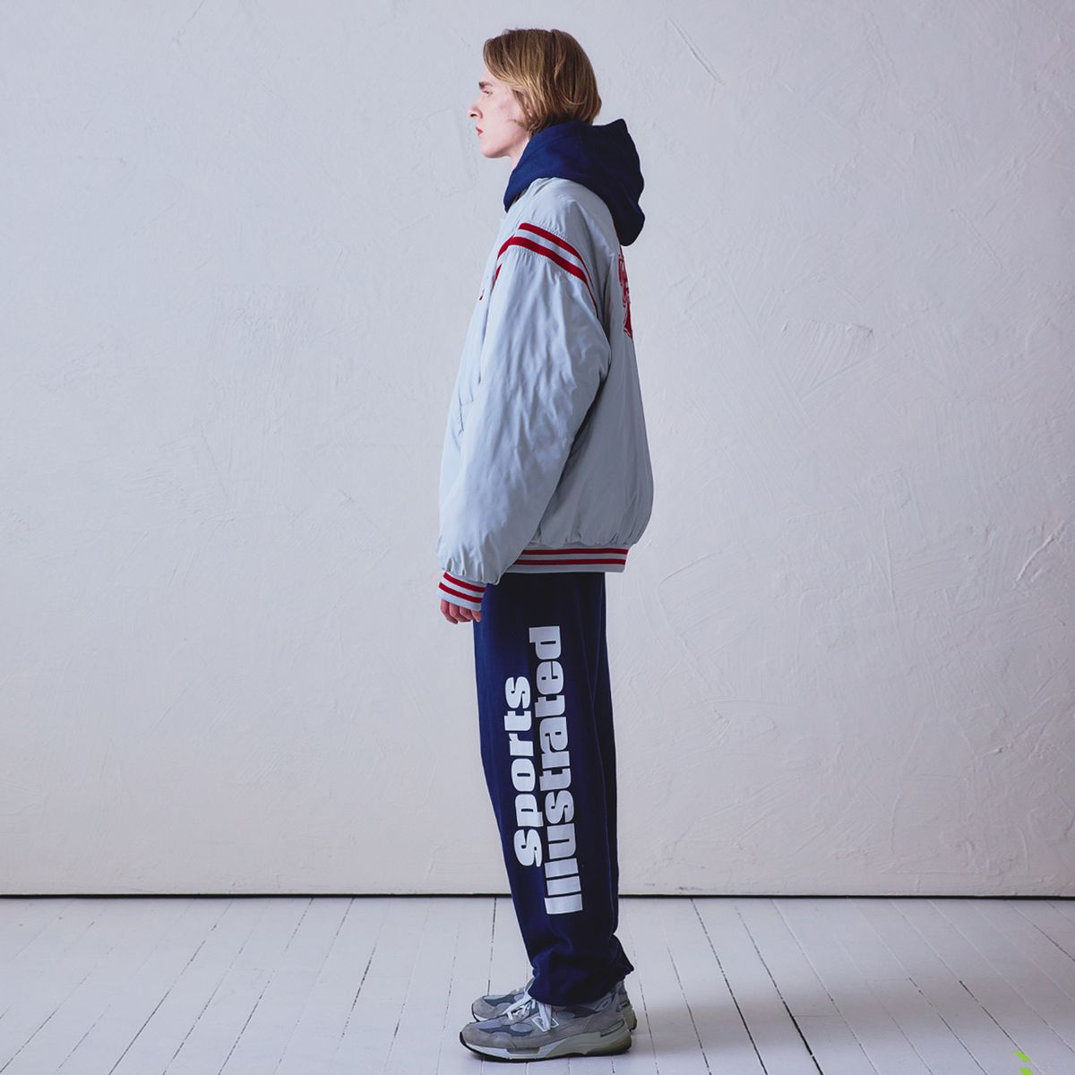 스포츠 일러스트레이티드(SPORTS ILLUSTRATED) BASKETBALL VARSITY JACKET (LIGHT GREY)