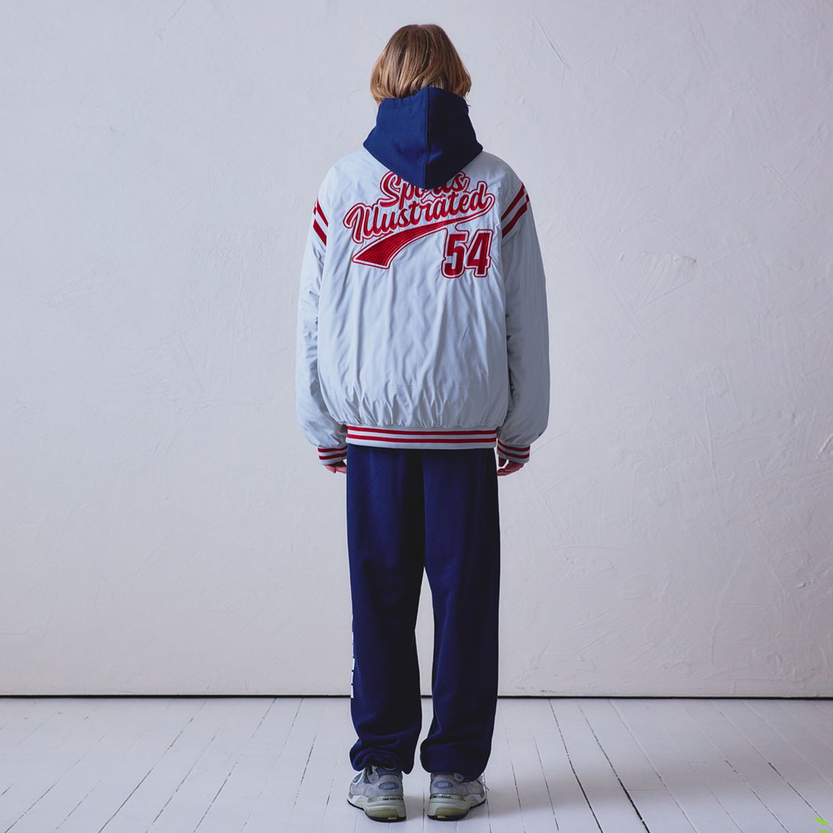 스포츠 일러스트레이티드(SPORTS ILLUSTRATED) BASKETBALL VARSITY JACKET (LIGHT GREY)