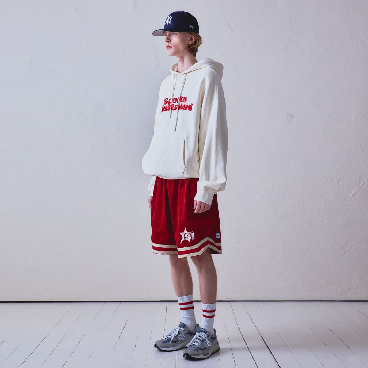 스포츠 일러스트레이티드(SPORTS ILLUSTRATED) BASKETBALL CORDUROY HALF PANTS (RED)
