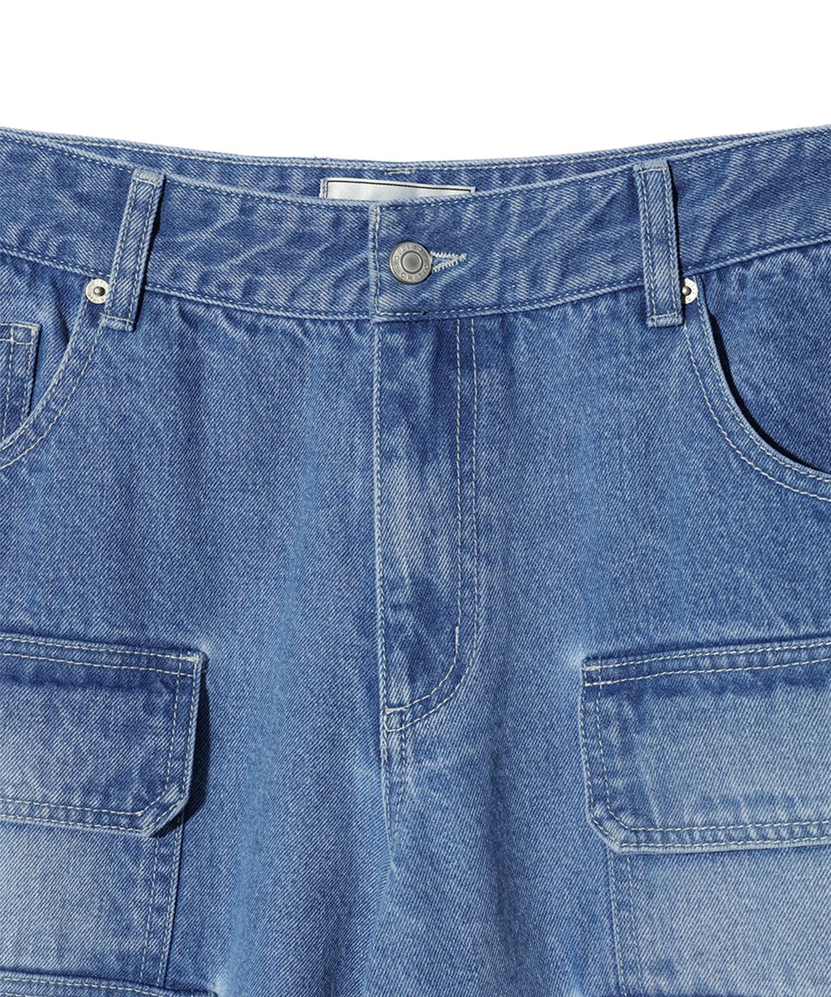 크리틱(CRITIC) BIG CARGO DENIM BERMUDA PANTS LIGHT INDIGO