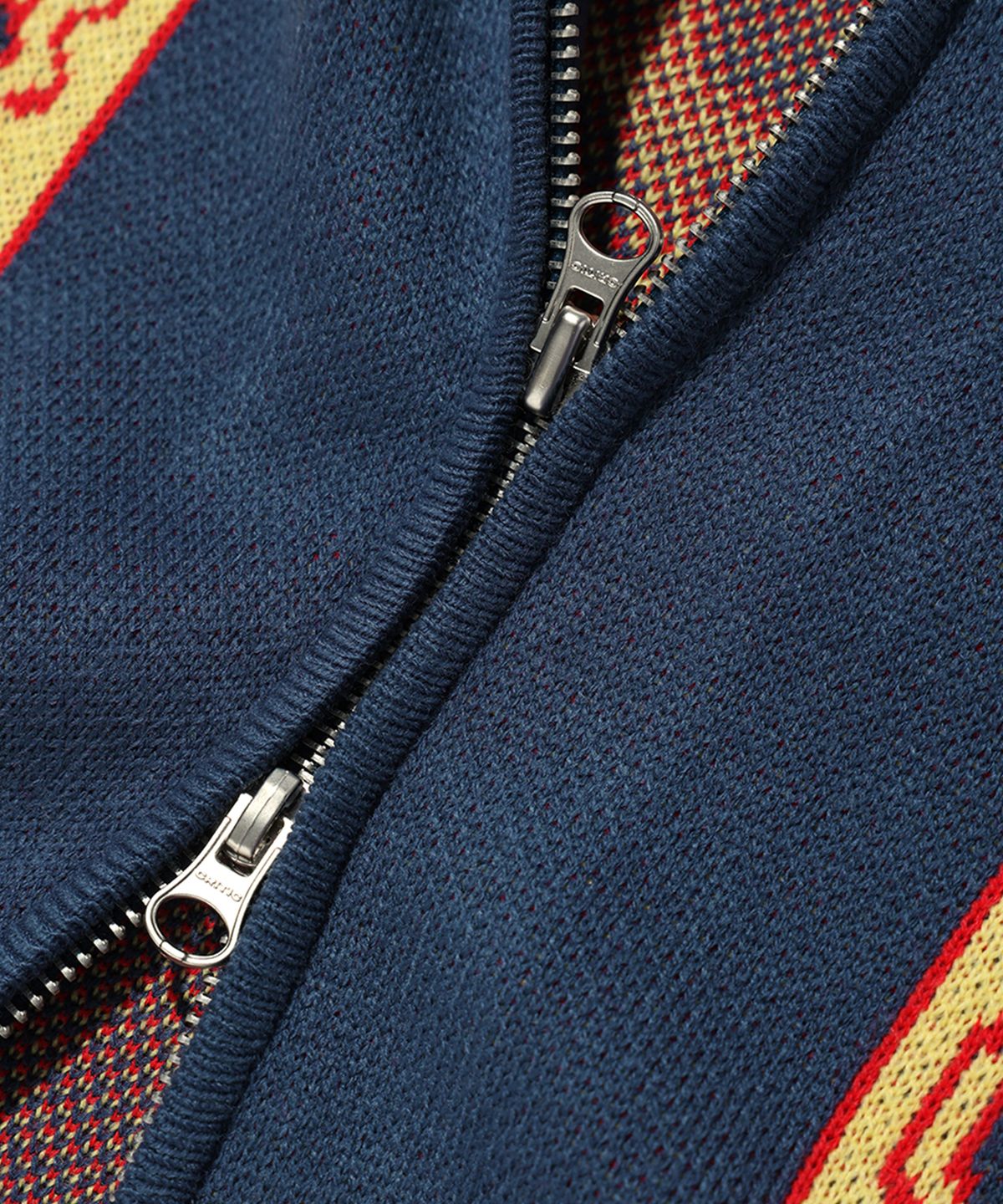 크리틱(CRITIC) HALF WORMHOLE KNIT ZIP-UP BLUE