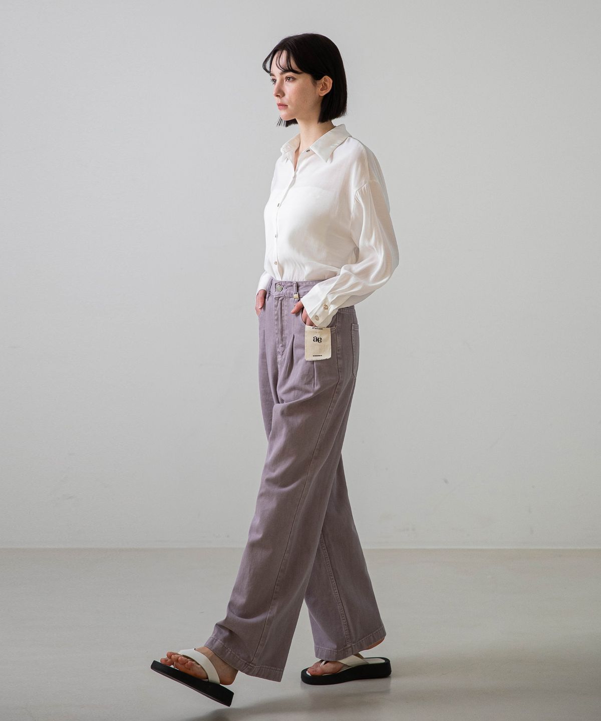 논앤논(NON AND NON) TWO PINTUCK WIDE DENIM PANTS_NSDP436 (Purple)