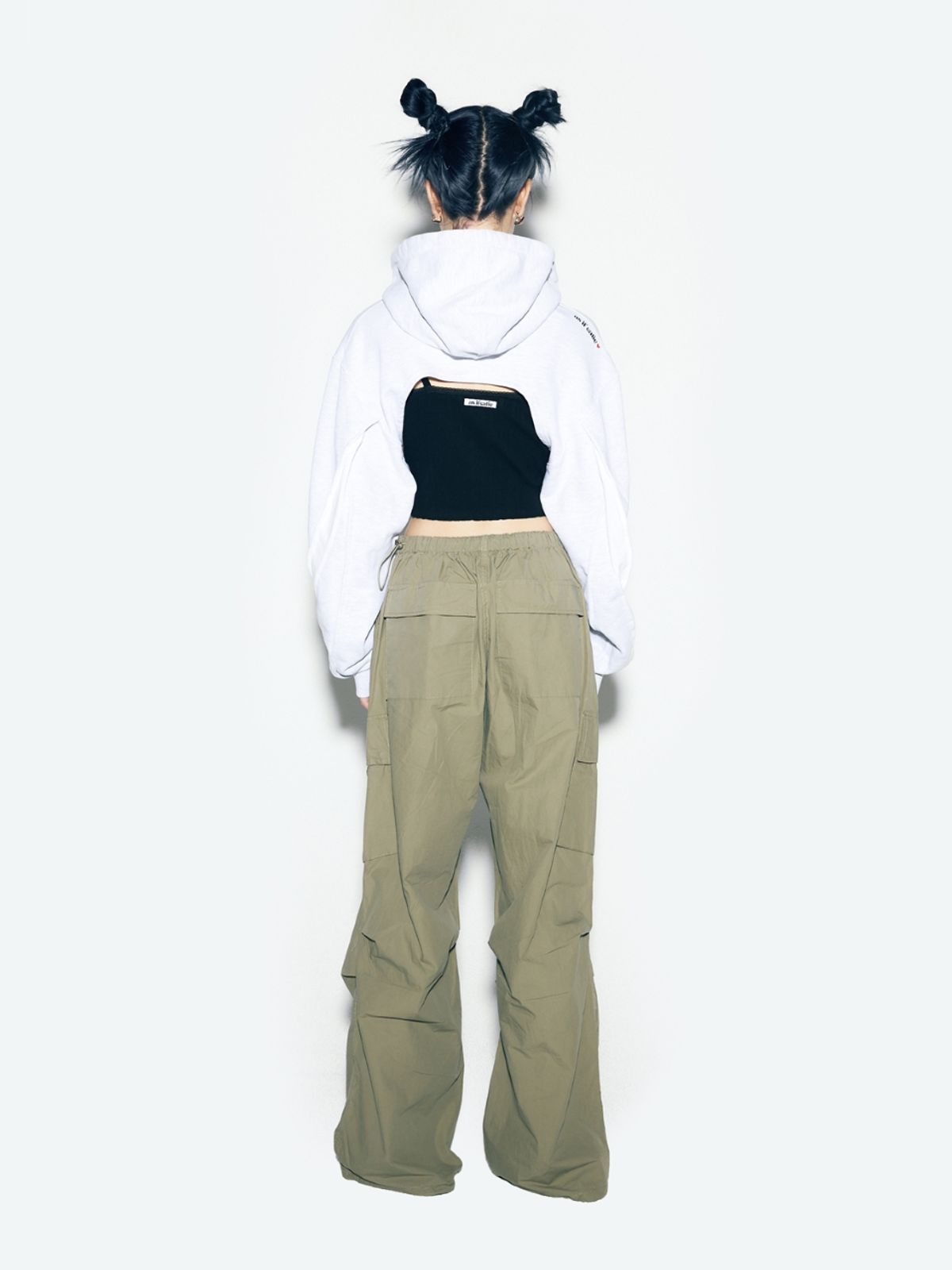 에즈이프 캘리(ASIF CALIE) GURLS CROP HOODIE WHITEMELANGE