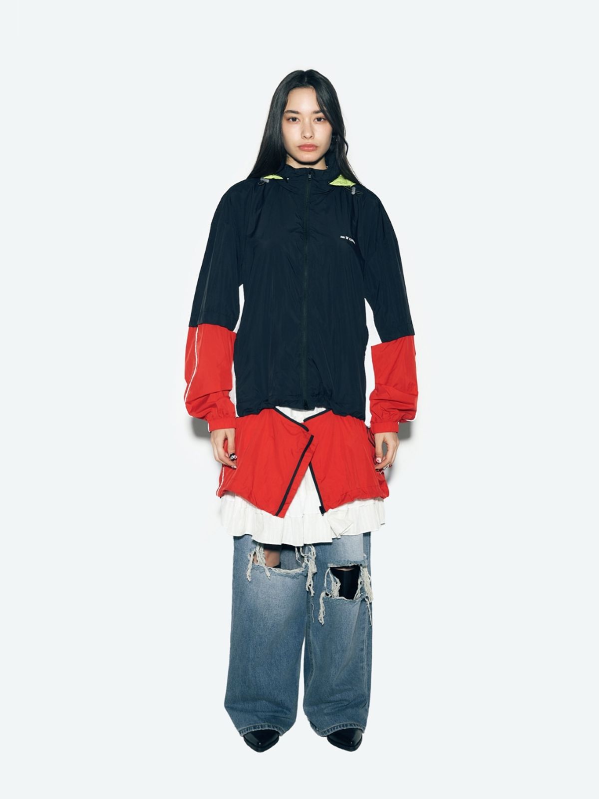에즈이프 캘리(ASIF CALIE) COLOR BLOCK WINDBREAKER BLACK/RED