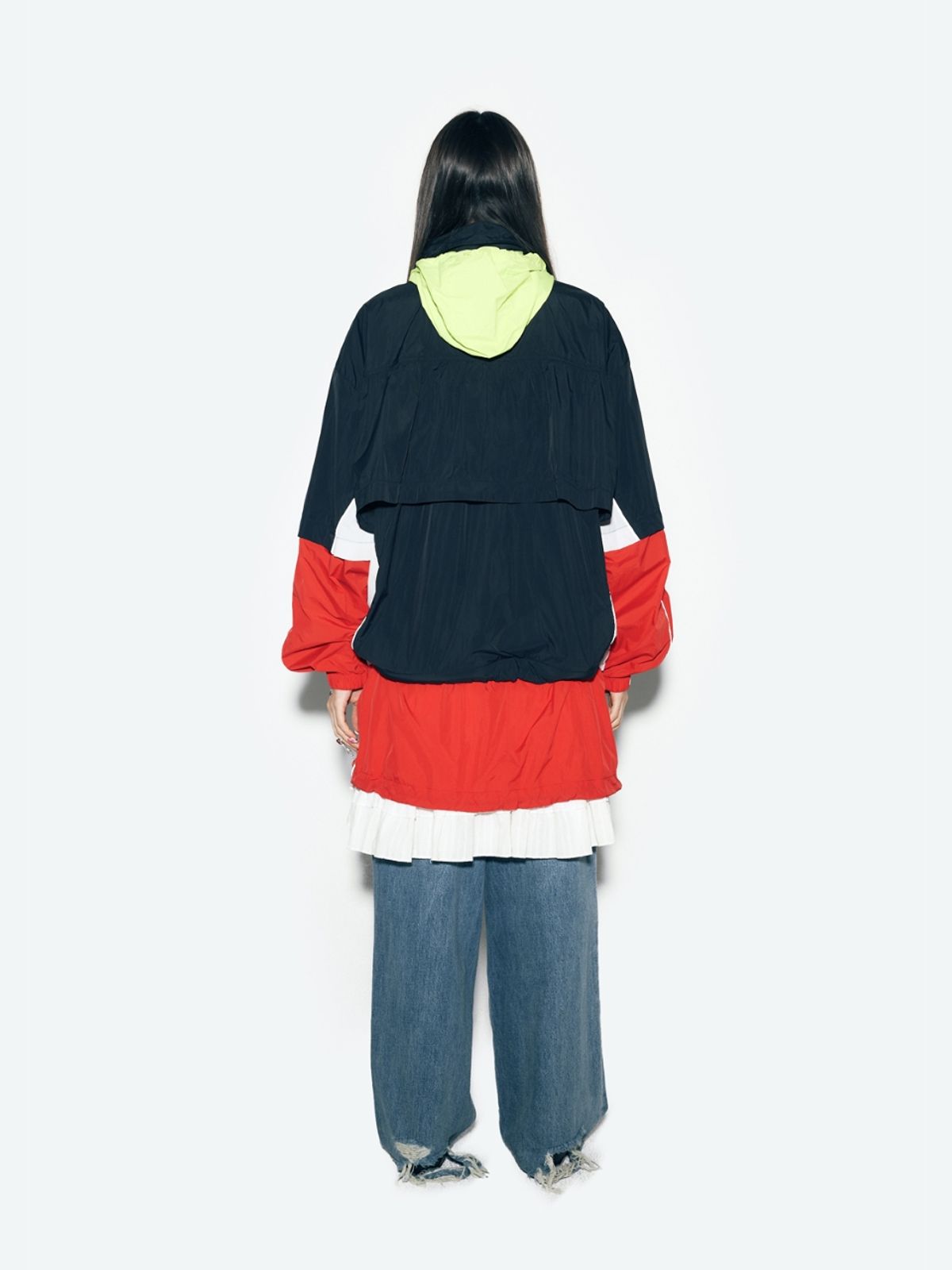 에즈이프 캘리(ASIF CALIE) COLOR BLOCK WINDBREAKER BLACK/RED