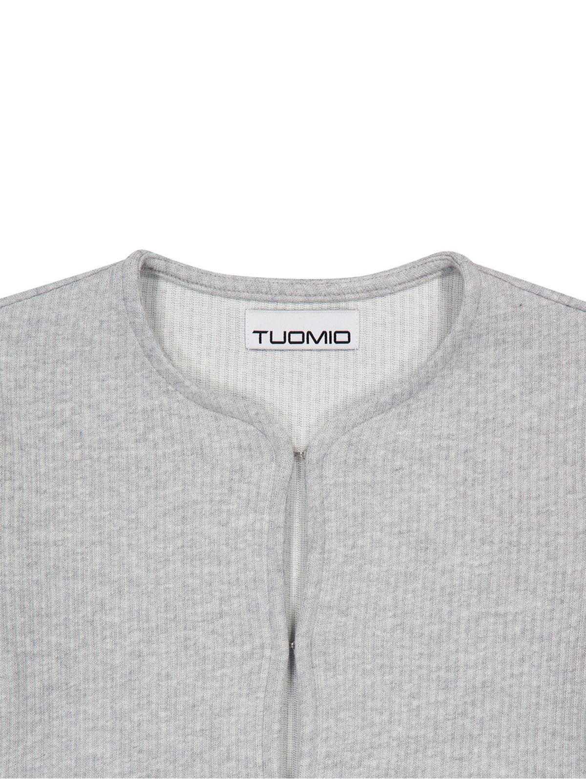 뚜오미오(TUOMIO) HOOK&EYE MINI CARDIGAN [HEATHER GREY]