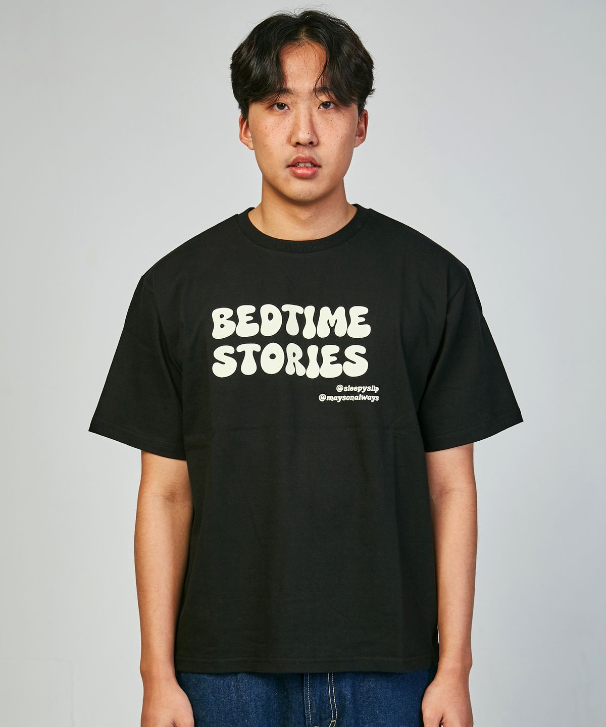 슬리피슬립(SLEEPYSLIP) BEDTIME STORIES BLACK T-SHIRT