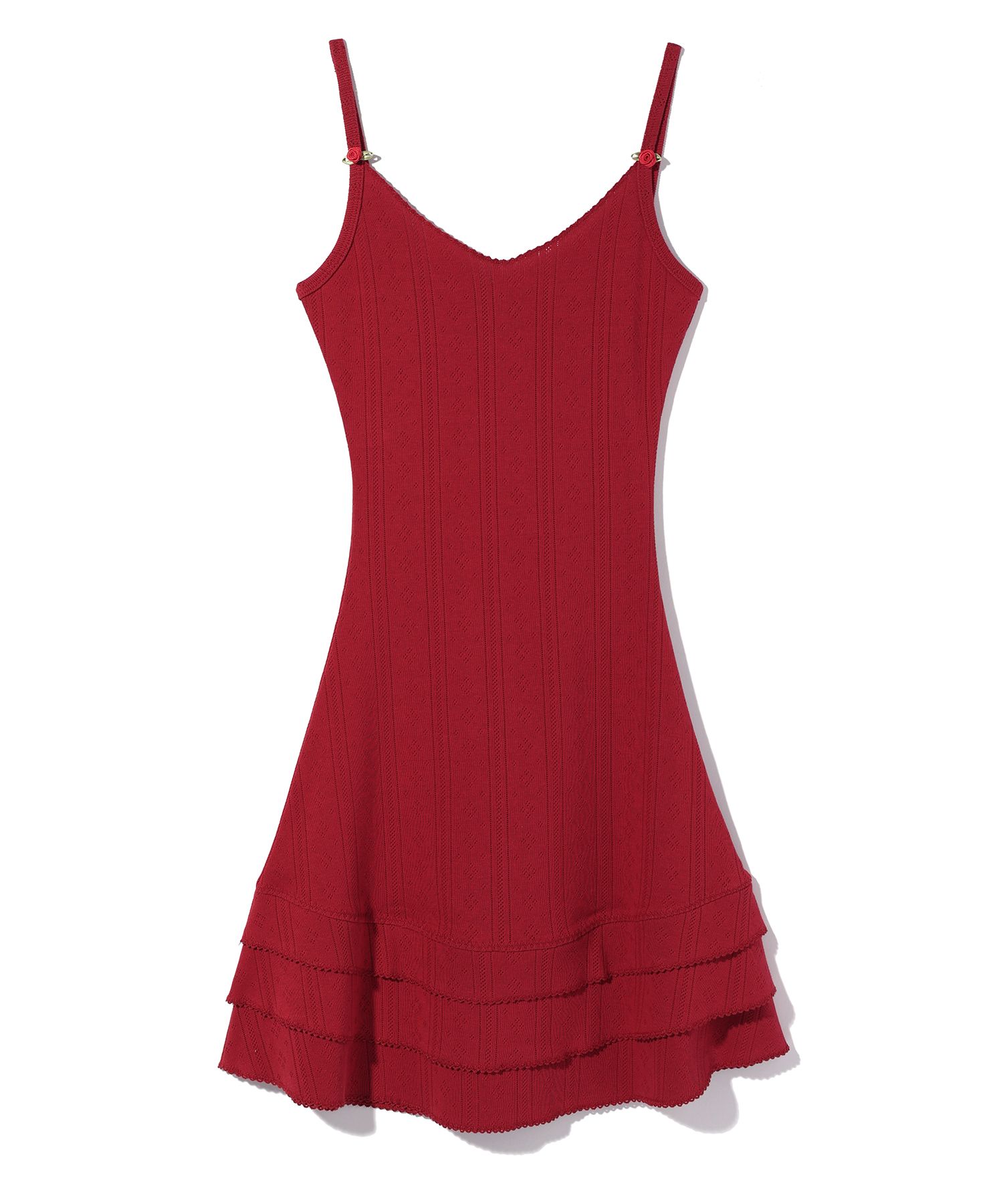 【YOUHEE】 EYELET FRILL DRESS (2color) ★韓国の人気★ MUSINSA | YOUHEE EYELET FRILL DRESS RED