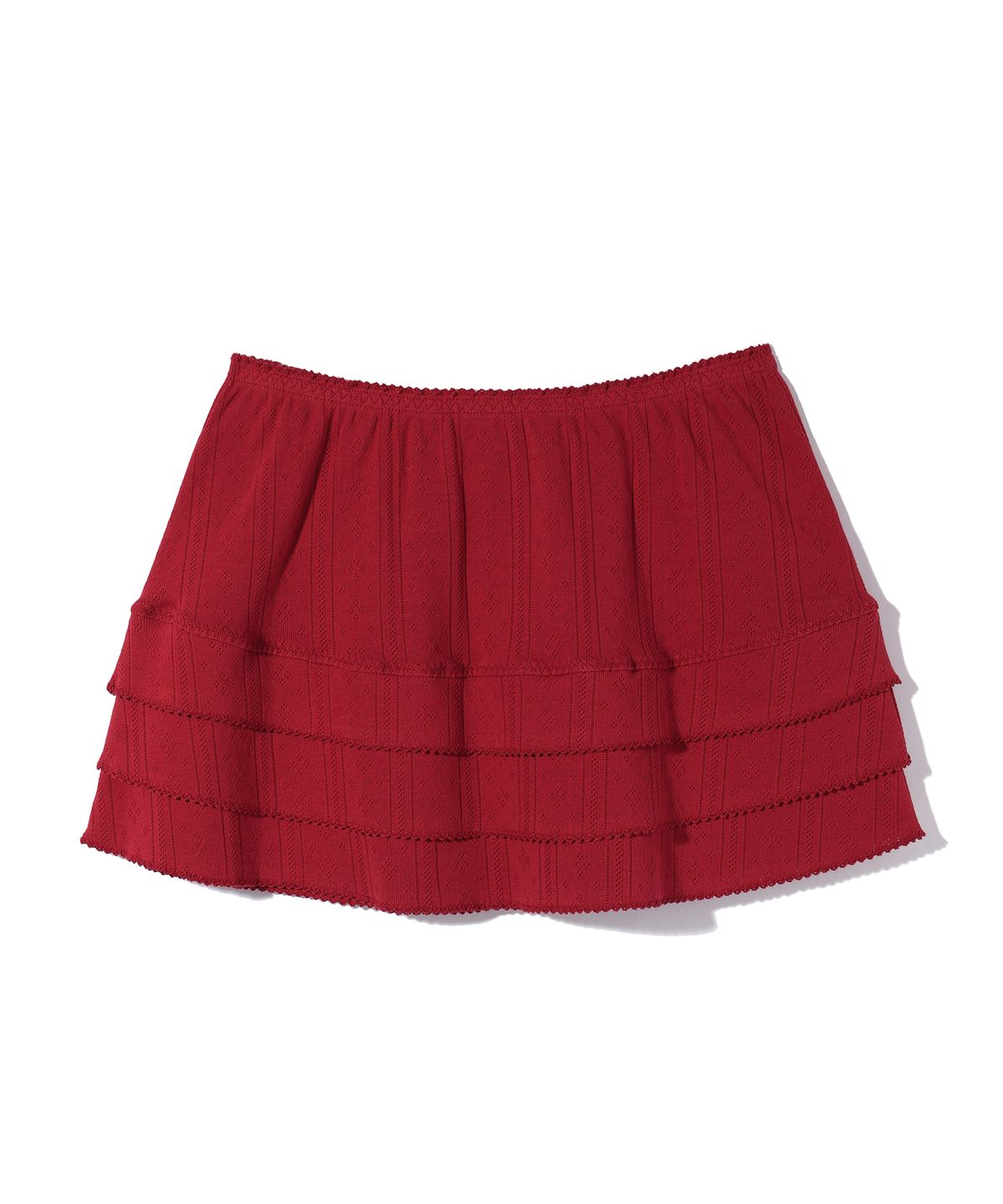 유희(YOUHEE) EYELET FRILL SKIRT RED