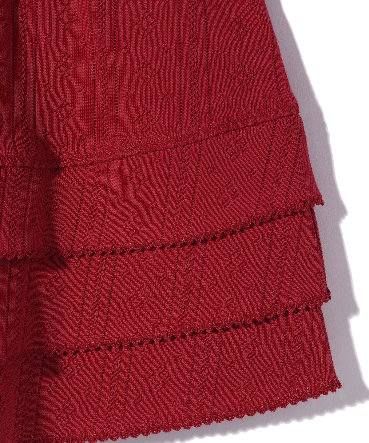 유희(YOUHEE) EYELET FRILL SKIRT RED