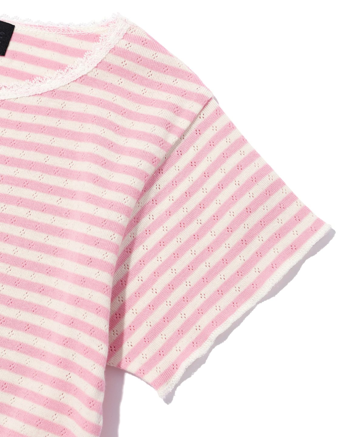 유희(YOUHEE) LACE STRIPE T-SHIRTS PINK