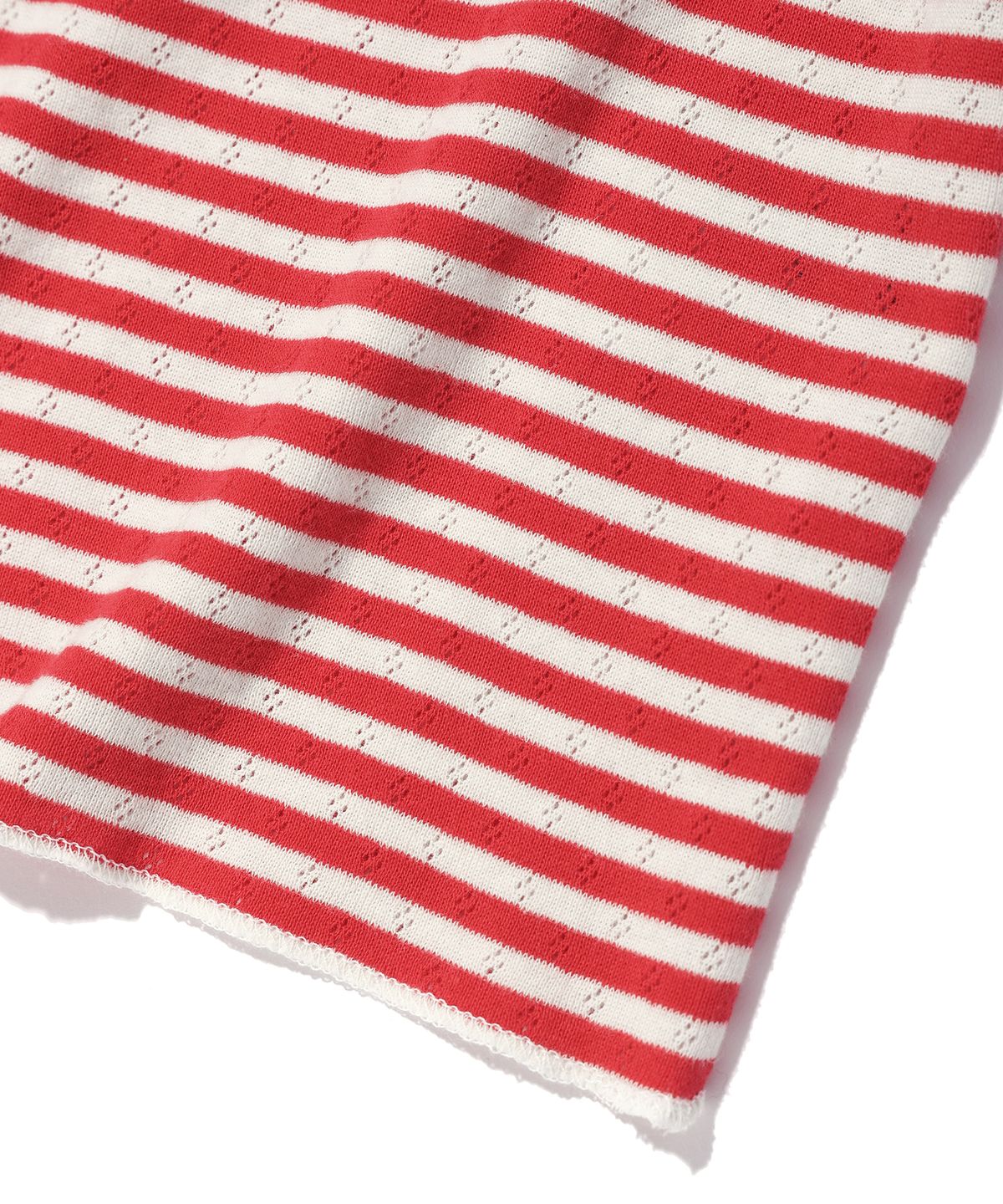 유희(YOUHEE) LACE STRIPE T-SHIRTS RED