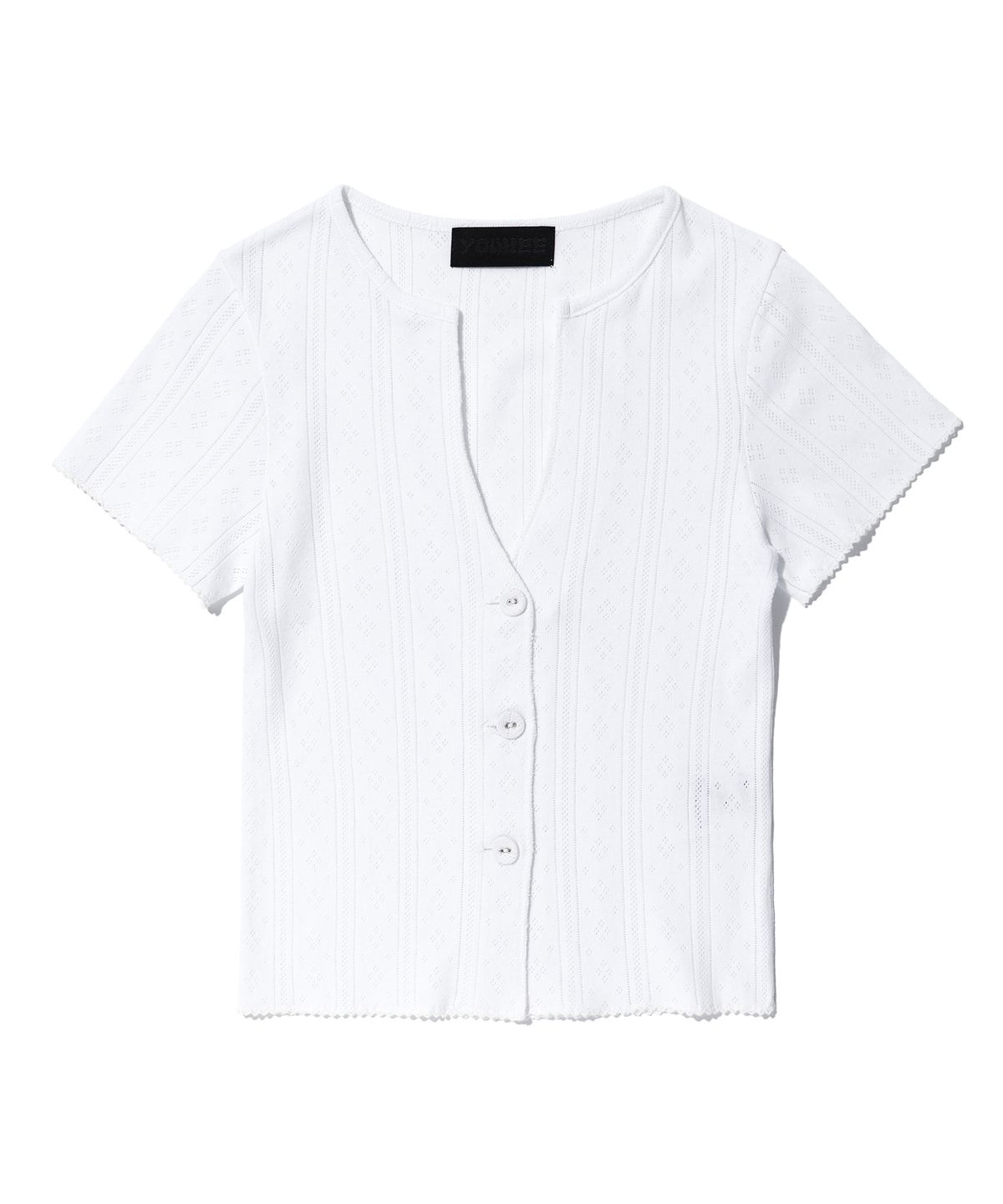 유희(YOUHEE) EYELET HALF SLEEVE CARDIGAN WHITE