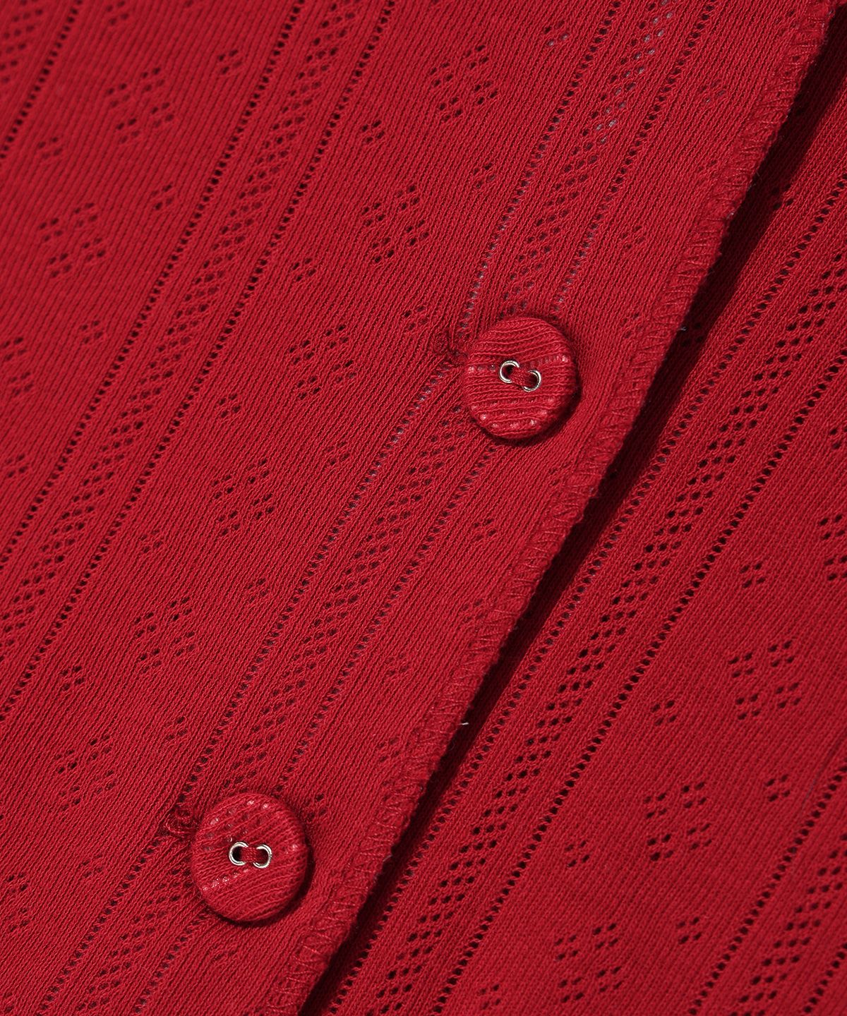 유희(YOUHEE) EYELET HALF SLEEVE CARDIGAN RED
