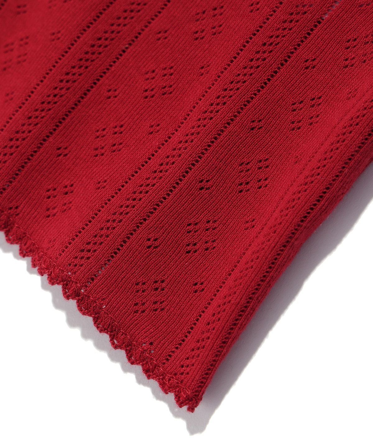 유희(YOUHEE) EYELET HALF SLEEVE CARDIGAN RED