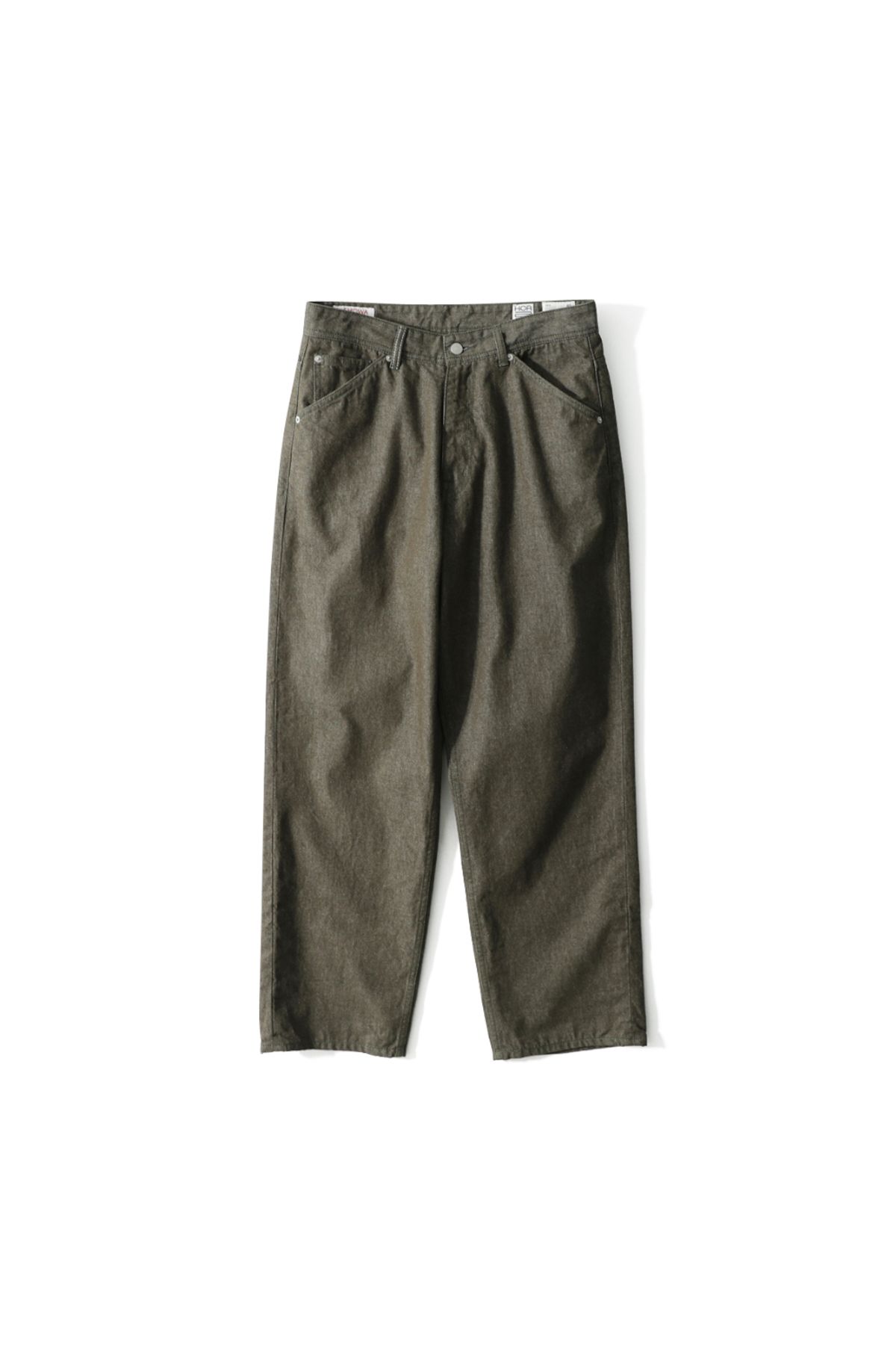 홀리선(HORLISUN) Blueborn Wide Tapered Color Denim Pants Olive