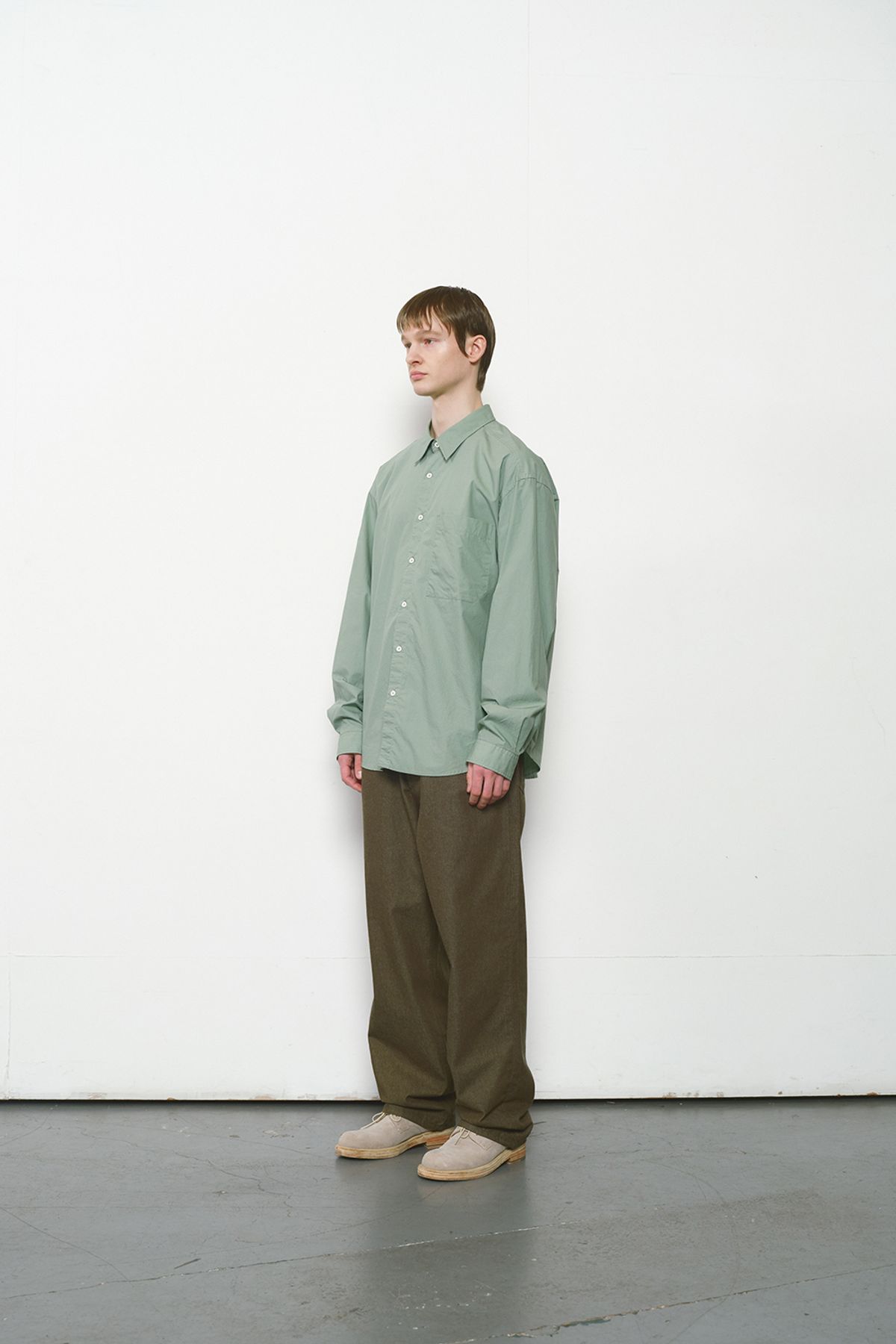 홀리선(HORLISUN) Blueborn Wide Tapered Color Denim Pants Olive