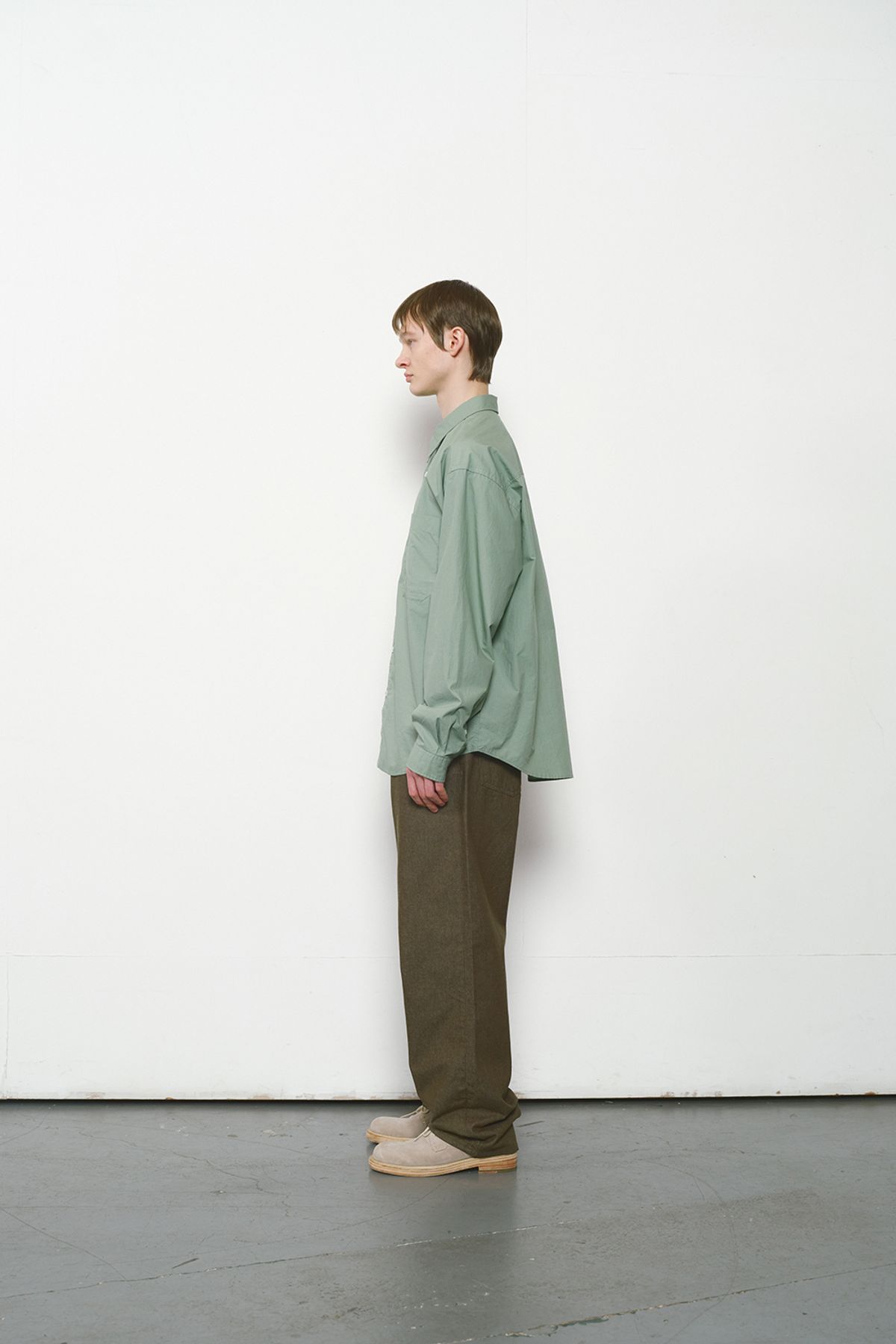 홀리선(HORLISUN) Blueborn Wide Tapered Color Denim Pants Olive