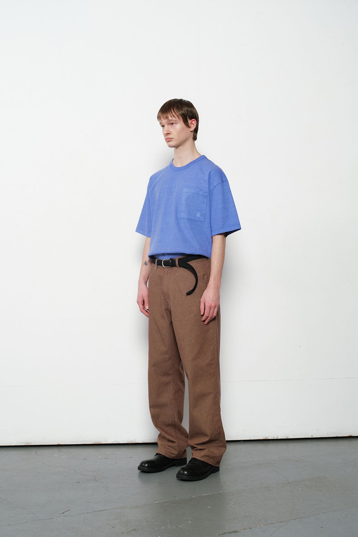홀리선(HORLISUN) Blueborn Wide Tapered Color Denim Pants Brown