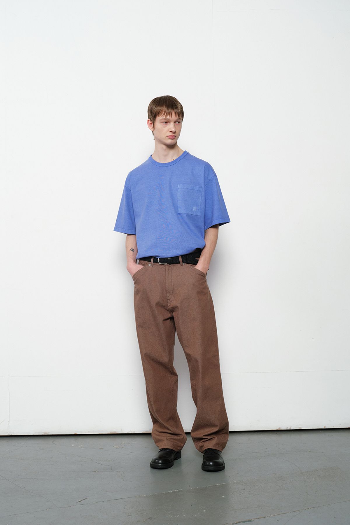 홀리선(HORLISUN) Blueborn Wide Tapered Color Denim Pants Brown