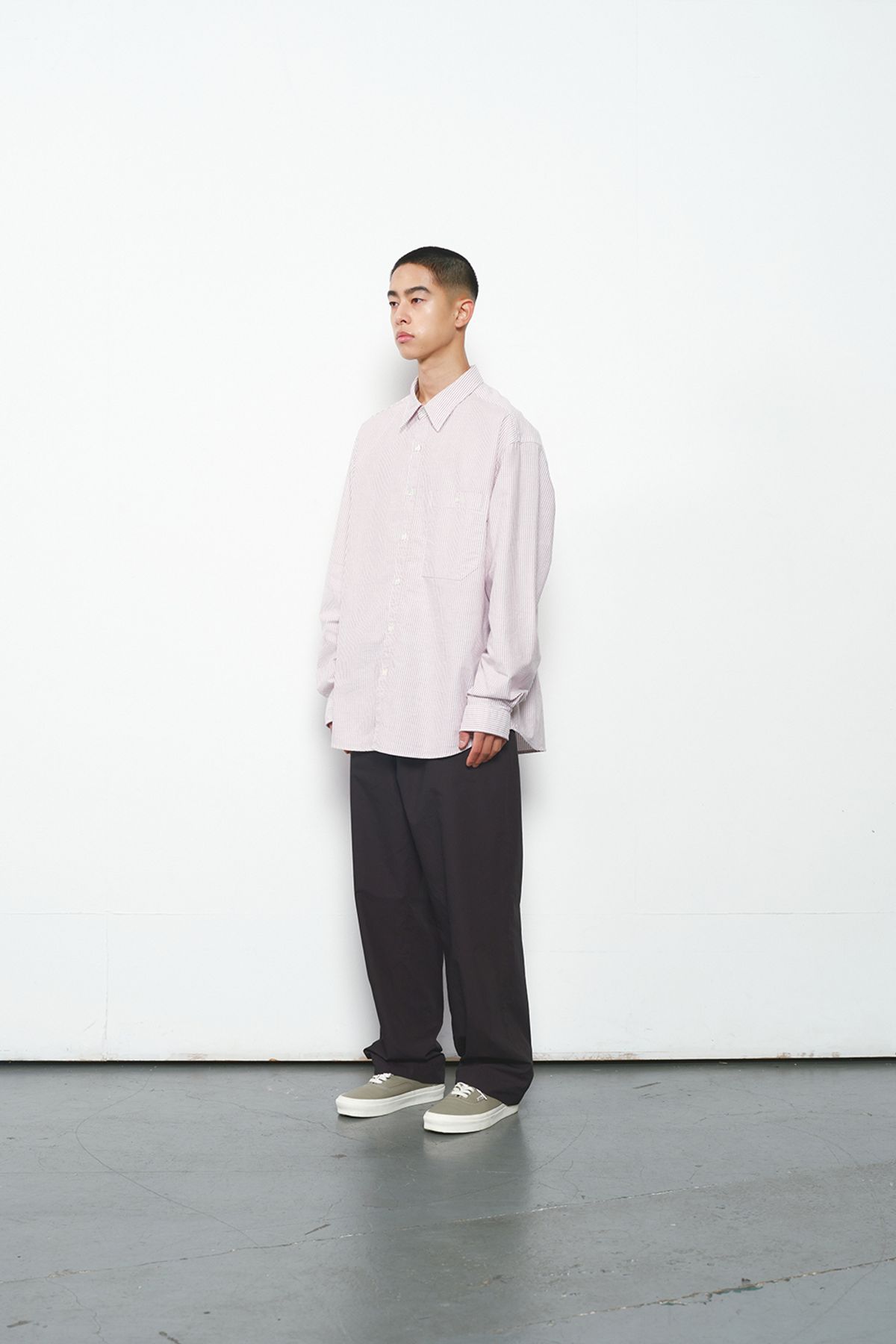 홀리선(HORLISUN) Jane Oxford Stripe Shirt Burgundy