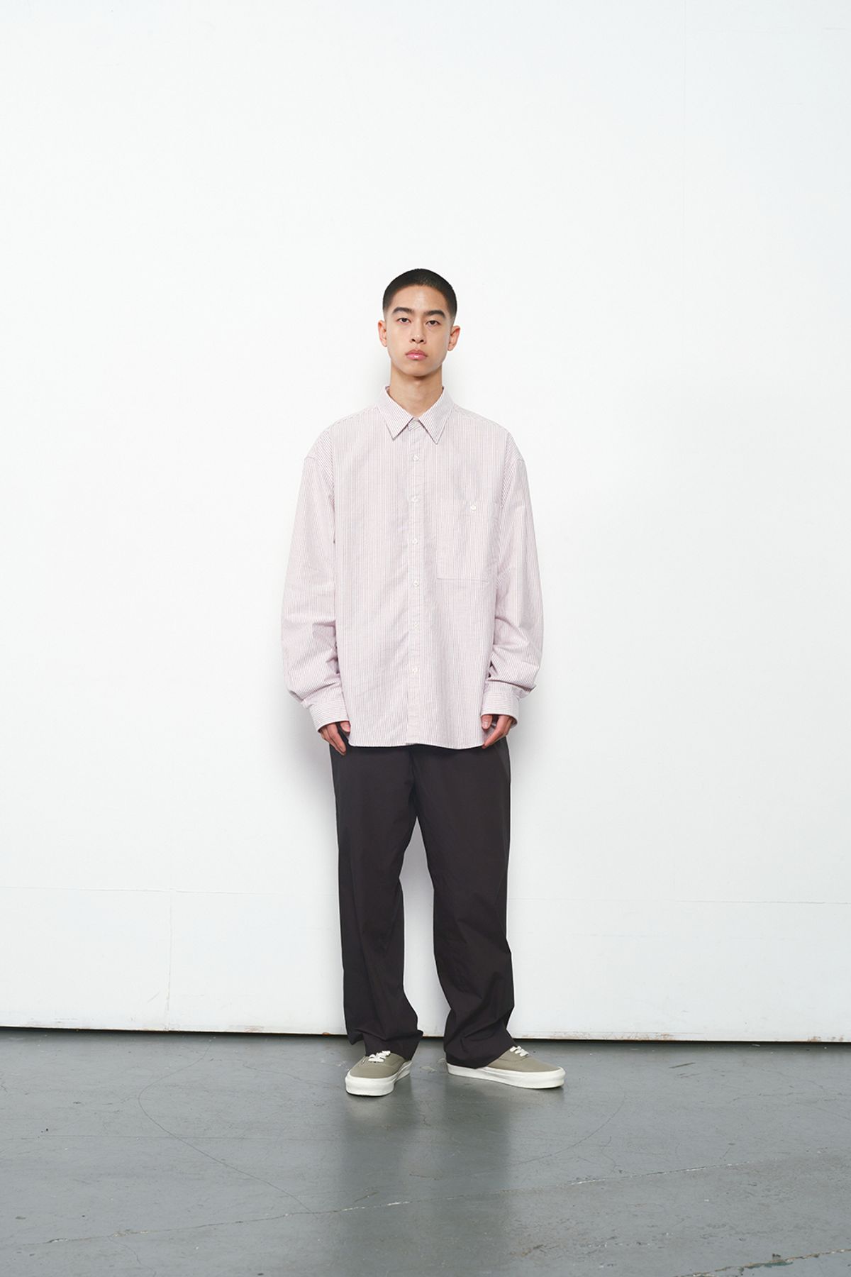 홀리선(HORLISUN) Jane Oxford Stripe Shirt Burgundy