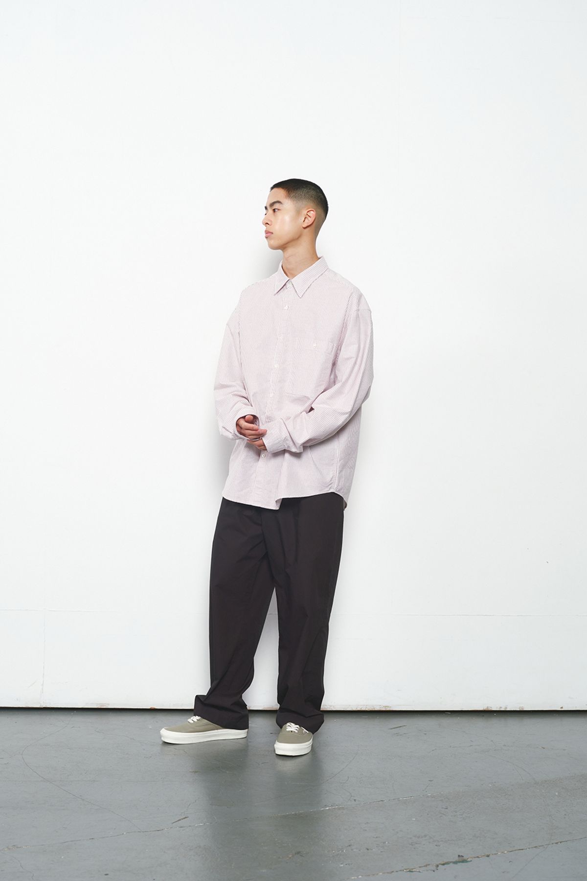 홀리선(HORLISUN) Jane Oxford Stripe Shirt Burgundy