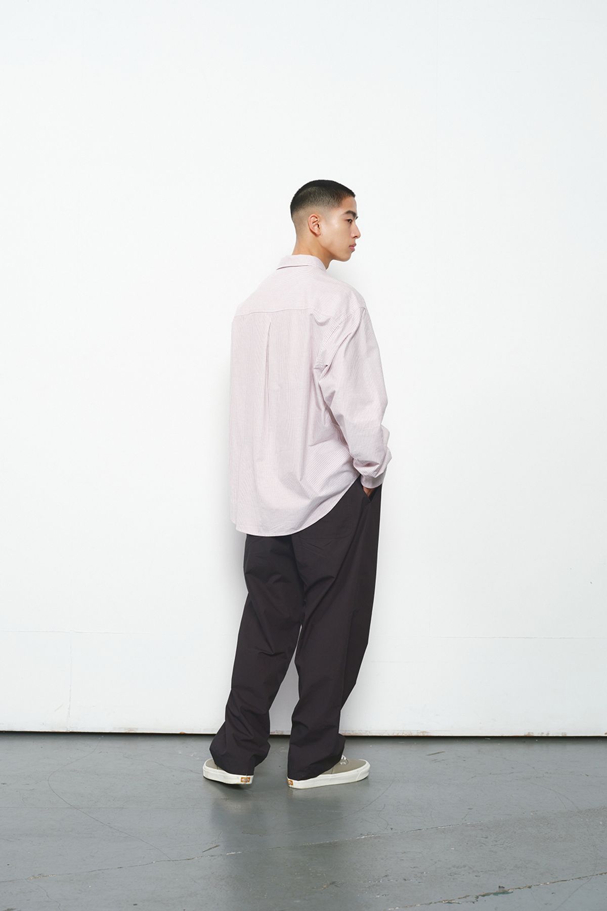 홀리선(HORLISUN) Jane Oxford Stripe Shirt Burgundy