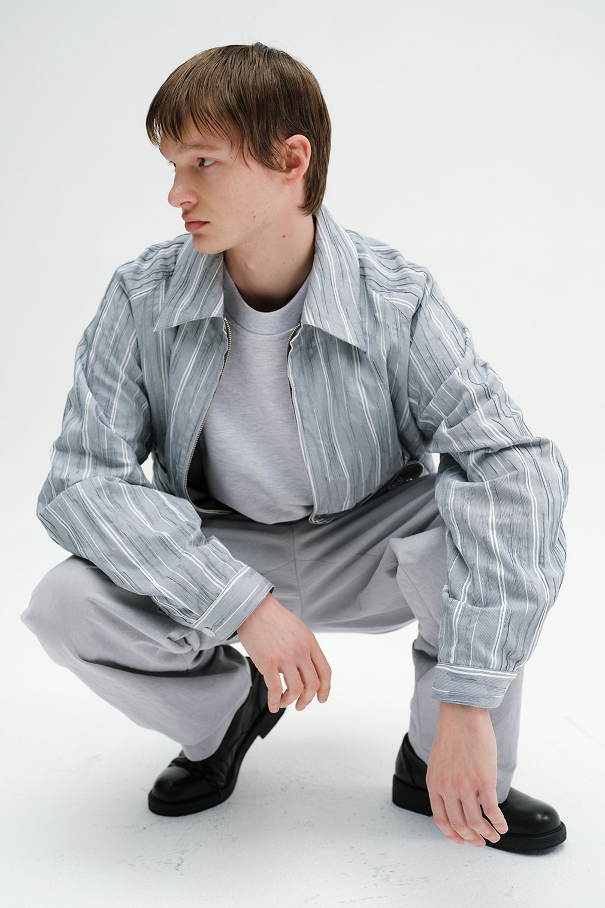 홀리선(HORLISUN) Visitor Dobby Stripe Jacket North Green
