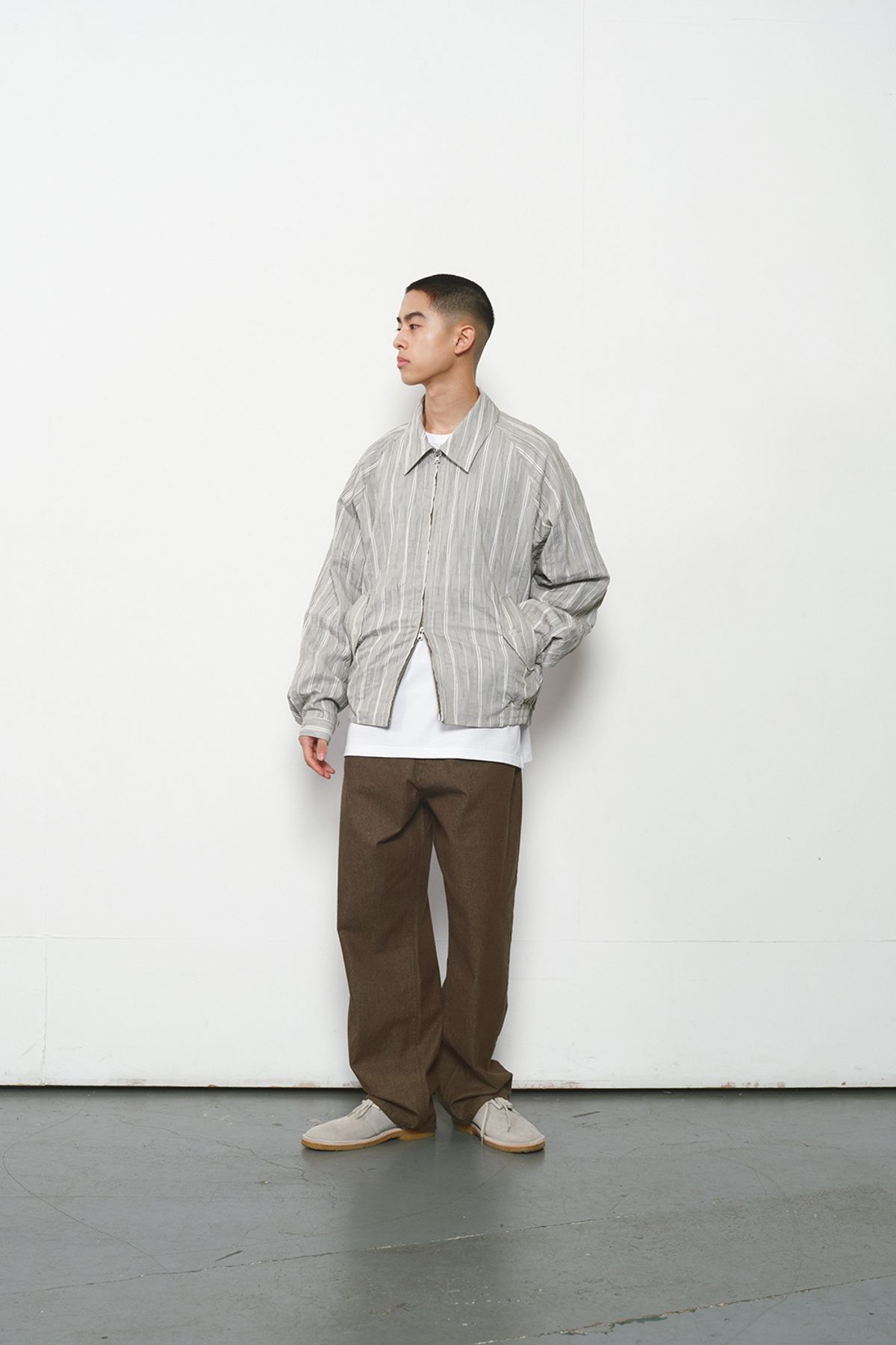 홀리선(HORLISUN) Visitor Dobby Stripe Jacket Olive