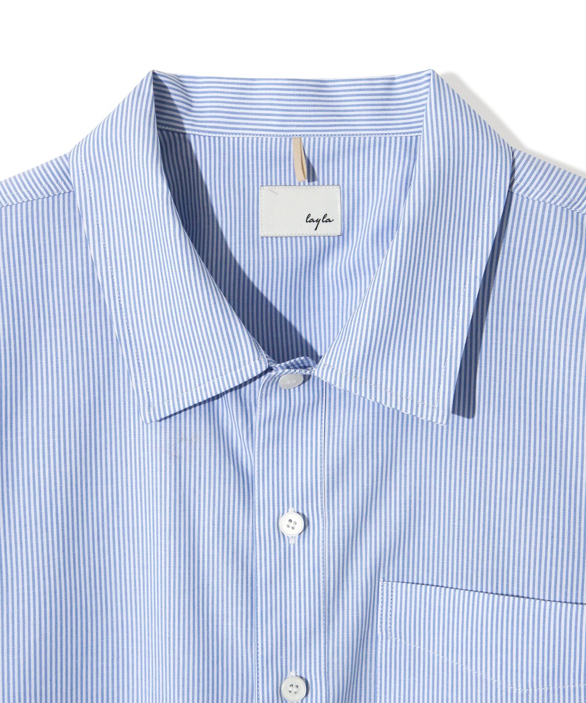 다이아몬드 레이라(DIAMOND LAYLA) Side slit Stripe Cotton Shirt S139  Sky