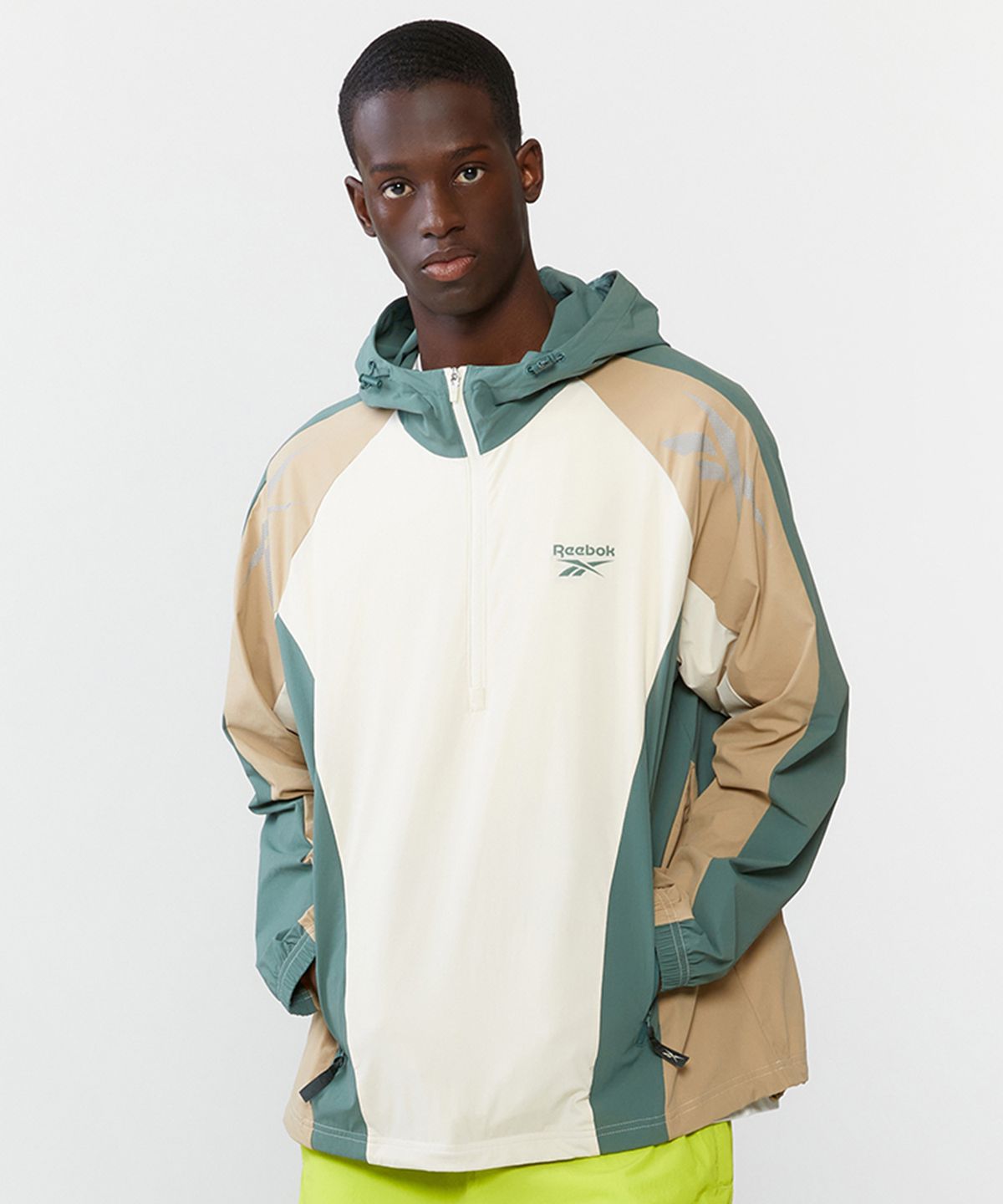 리복(REEBOK) 벡터 액티브 후드 아노락 - 베이지:그린