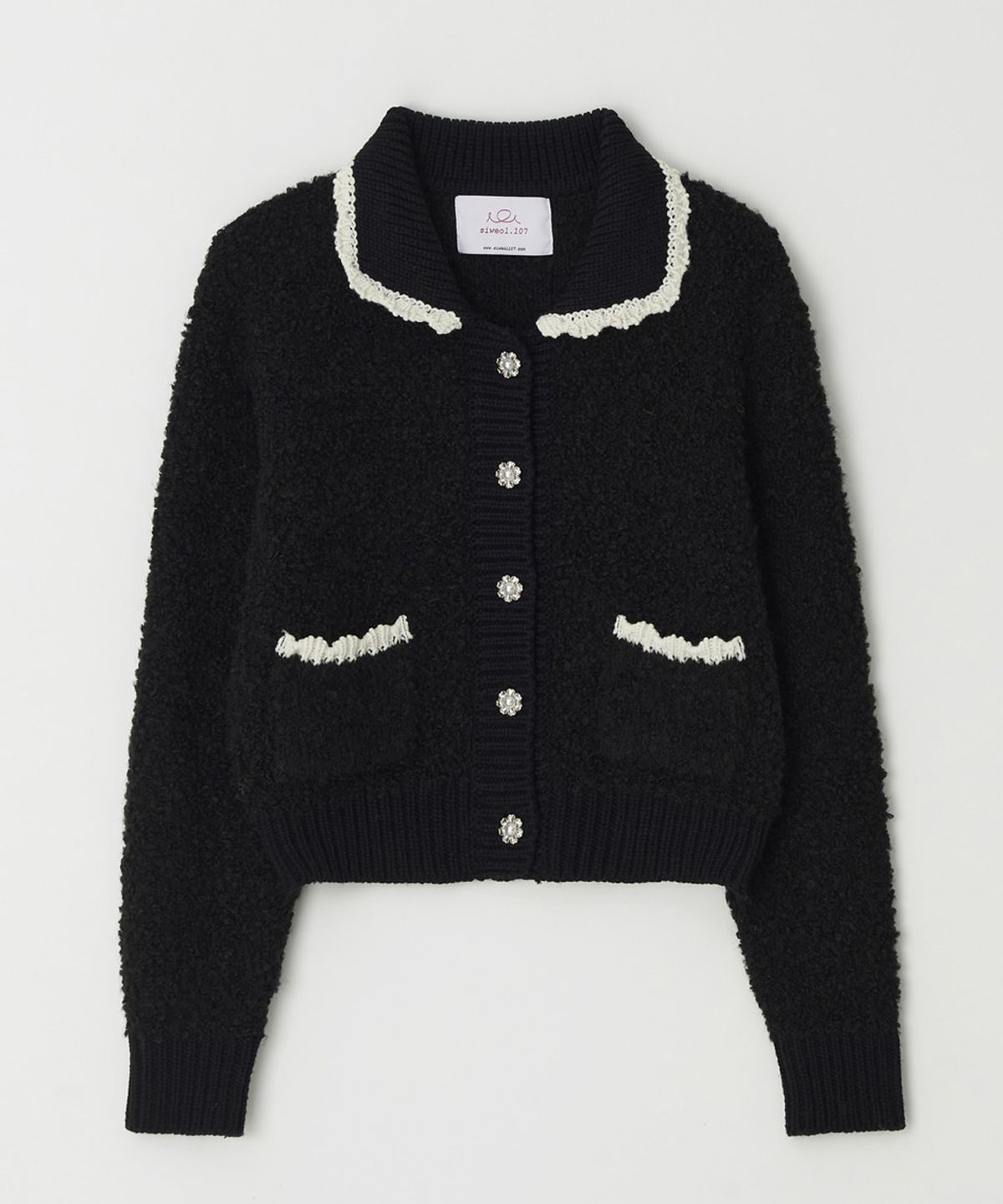 시월107(SIWEOL107) Alpaca Knit Cardigan (Black)