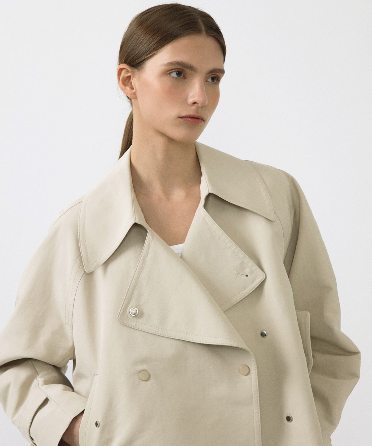 오떼뜨(OCTETTE) DOUBLE BUTTON TRENCH COAT_LIGHT BEIGE