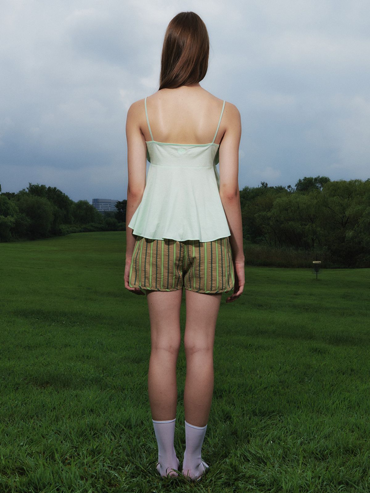 기준(KIJUN) BETTA Shorts Olive Beige Stripe