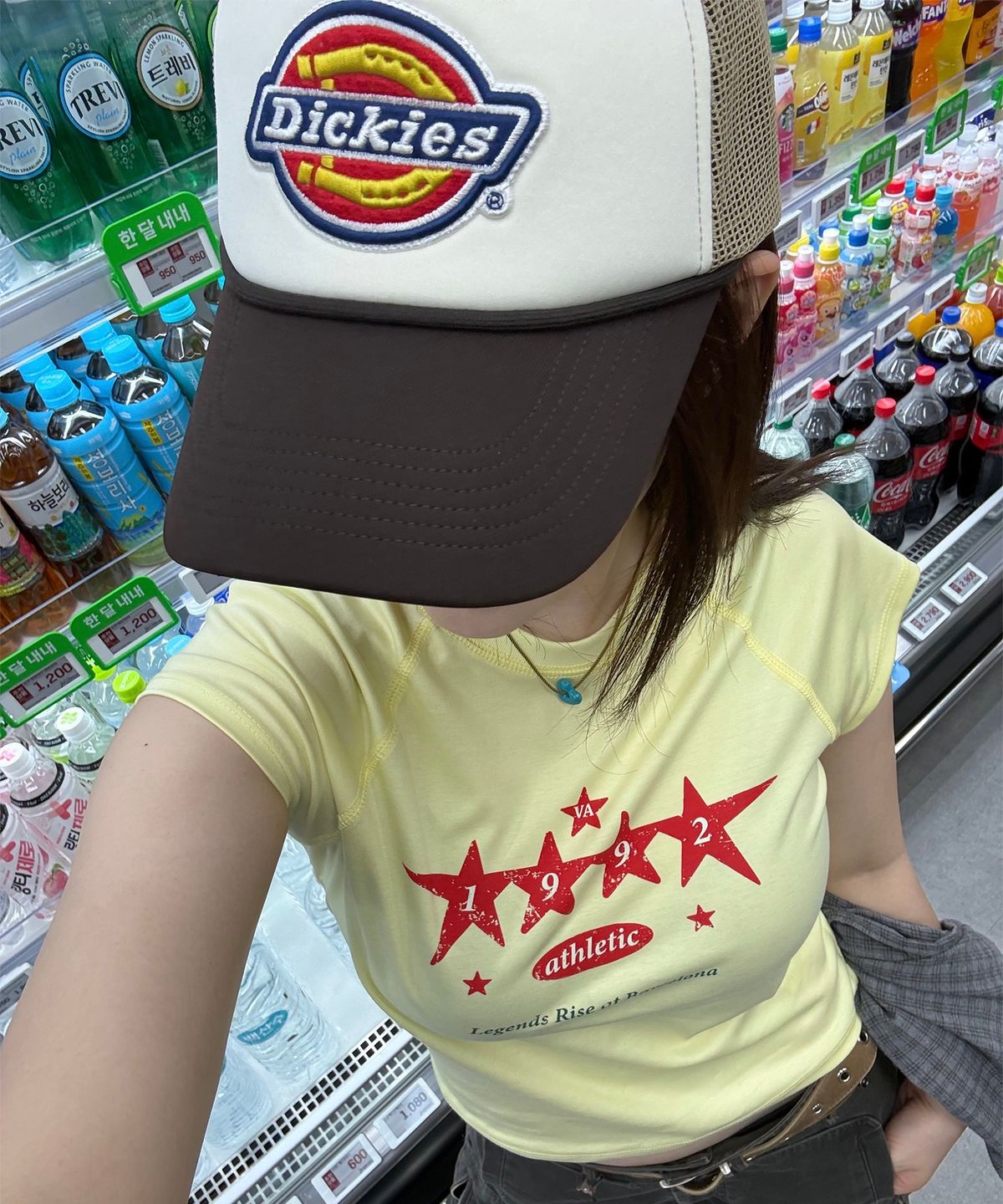 디키즈(DICKIES) 트리 로고 트러커 메쉬 캡 Brown