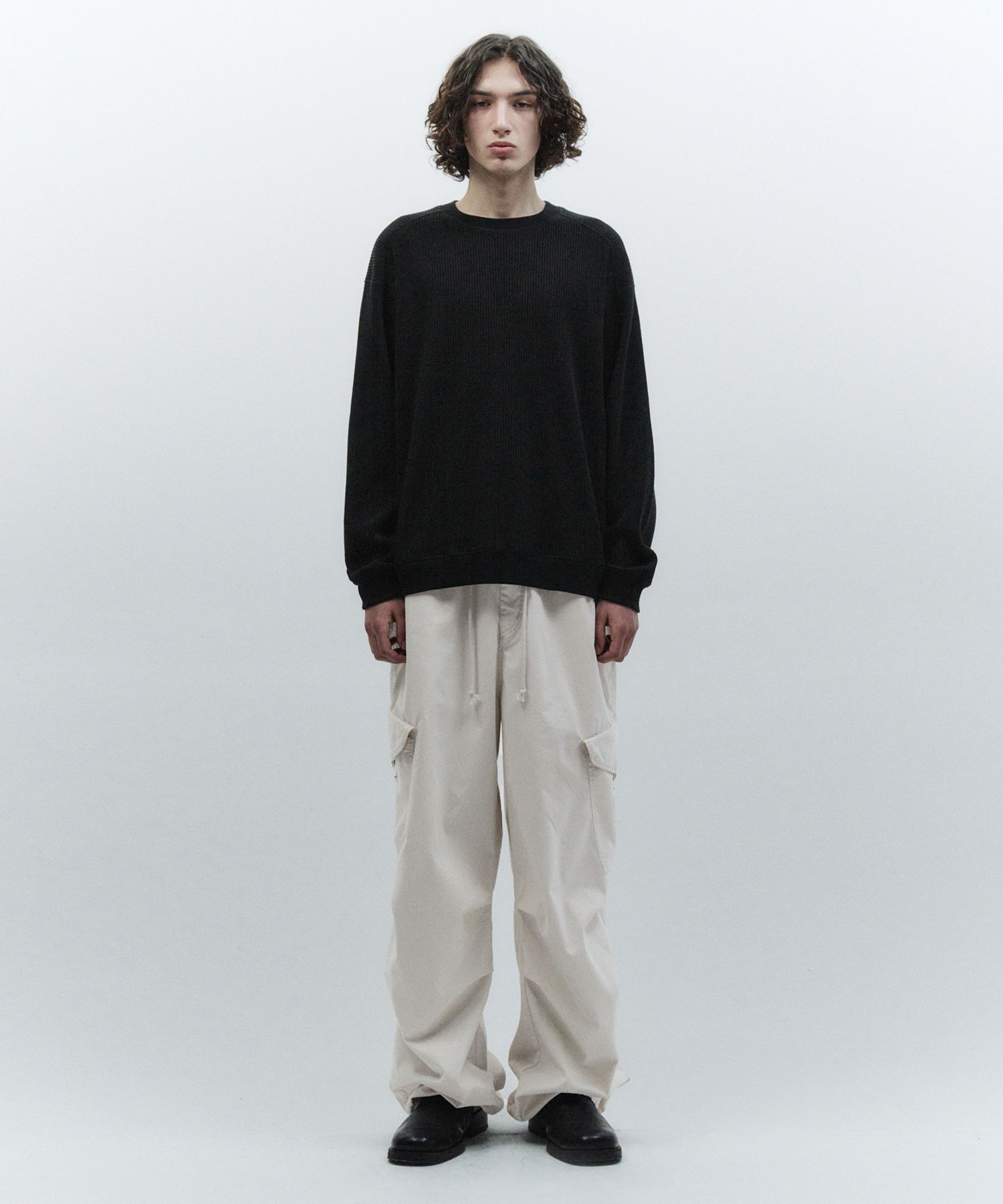 【INSILENCE】WAFFLE MIXED LONG SLEEVE MUSINSA | INSILENCE Waffle back print long sleeve WASHED BLACK