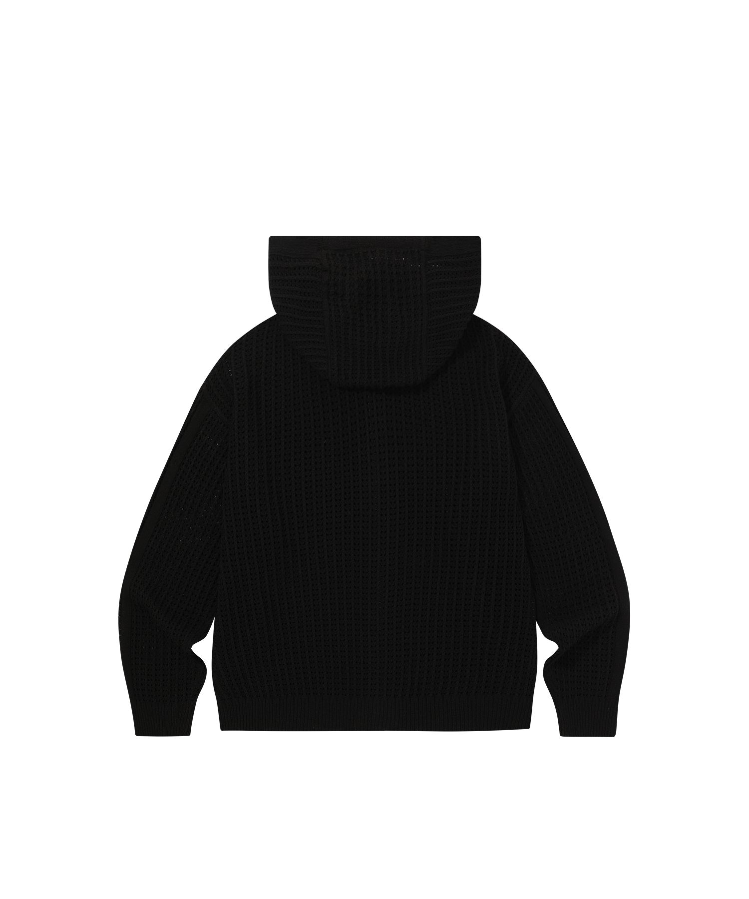 MUSINSA | WOOALONG Scassi knit hood zip-up - BLACK