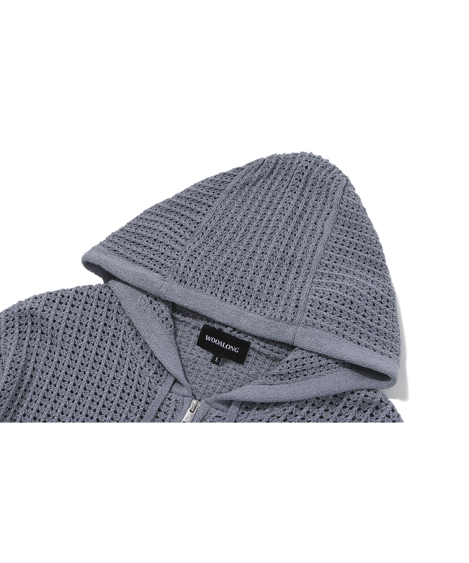 ★2024SS新作★WOOALONG★Scassi knit hood zip-up MUSINSA | WOOALONG Scassi knit hood zip-up - DARK BLUE