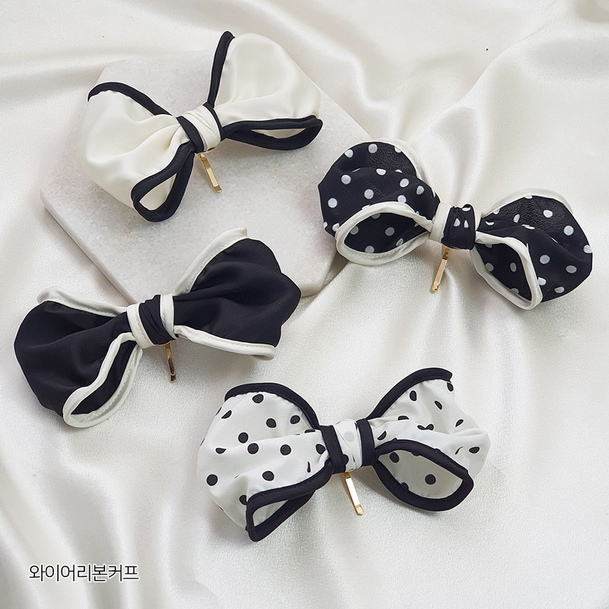 베스티(BESTY) 와이어 리본 커프&헤어핀-무지,도트 (Wire Ribbon Hair Cuff & Hairpin - Plain, Dot)