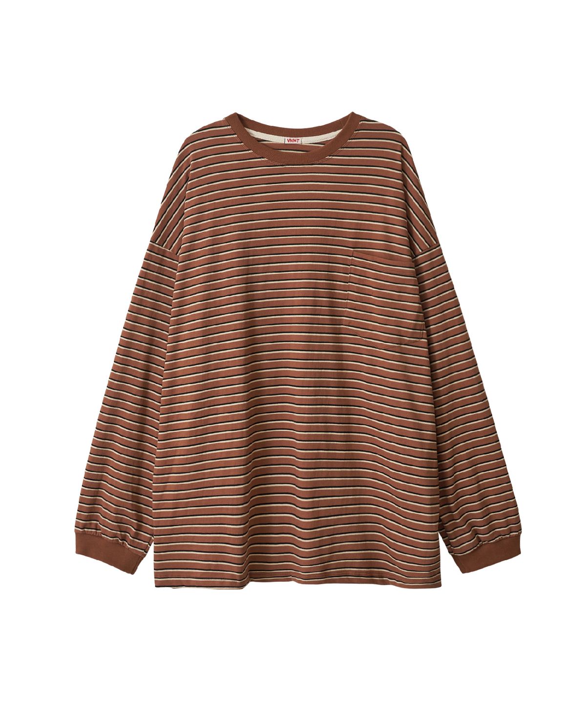 바니쉬먼트(VANISHMENT) Pocket stripe supersize long sleeve t-shirt_brown