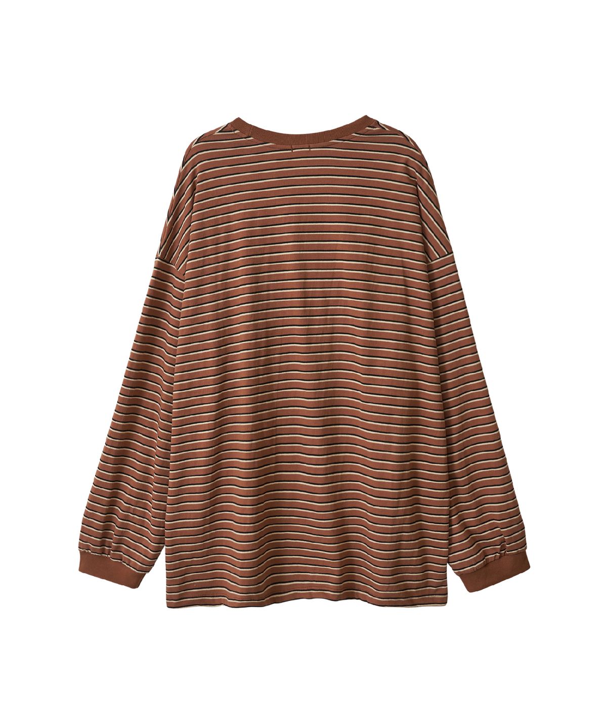 바니쉬먼트(VANISHMENT) Pocket stripe supersize long sleeve t-shirt_brown
