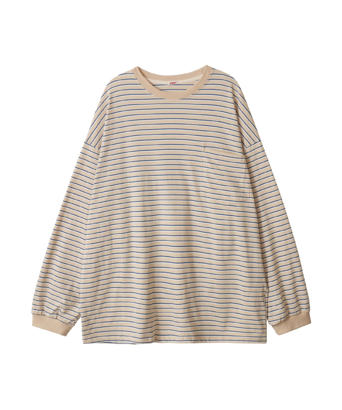 바니쉬먼트(VANISHMENT) Pocket stripe supersize long sleeve t-shirt_beige