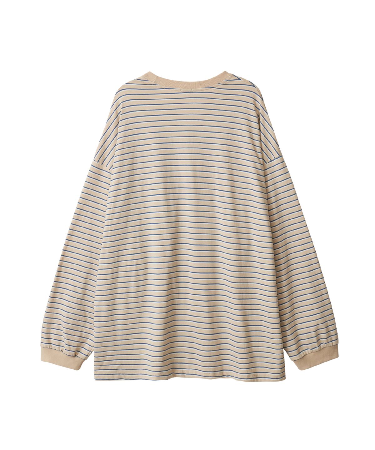 바니쉬먼트(VANISHMENT) Pocket stripe supersize long sleeve t-shirt_beige