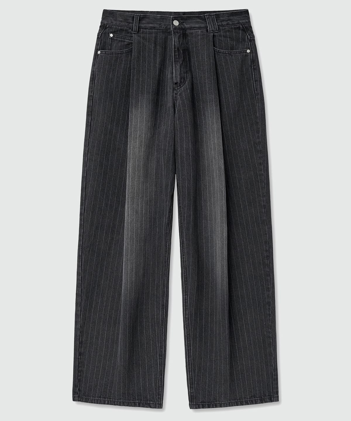 데케트(DECET) Deep Pleats Wide Jeans DCPT030STBlack